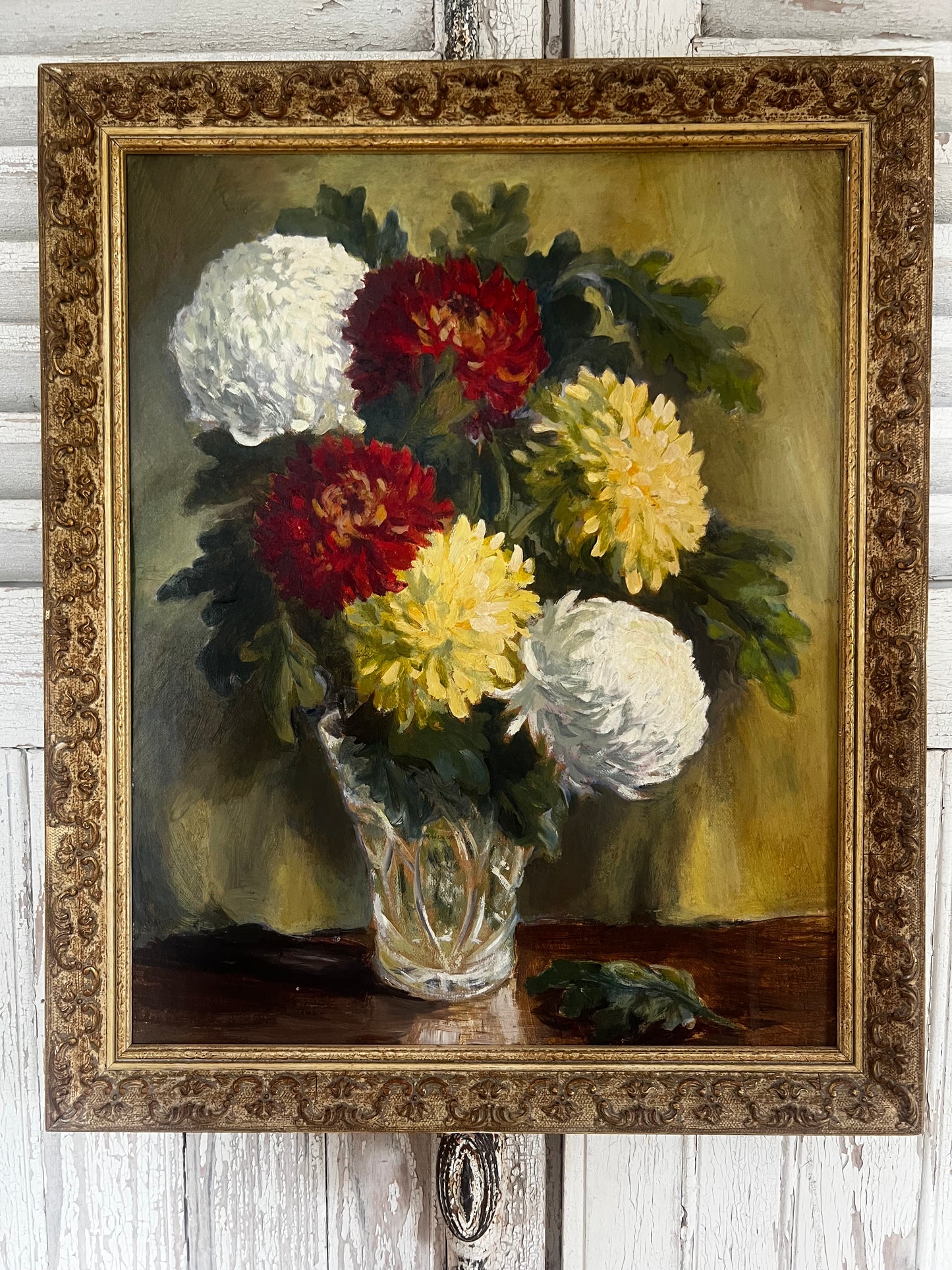 Large Framed Floral oil Painting on Board