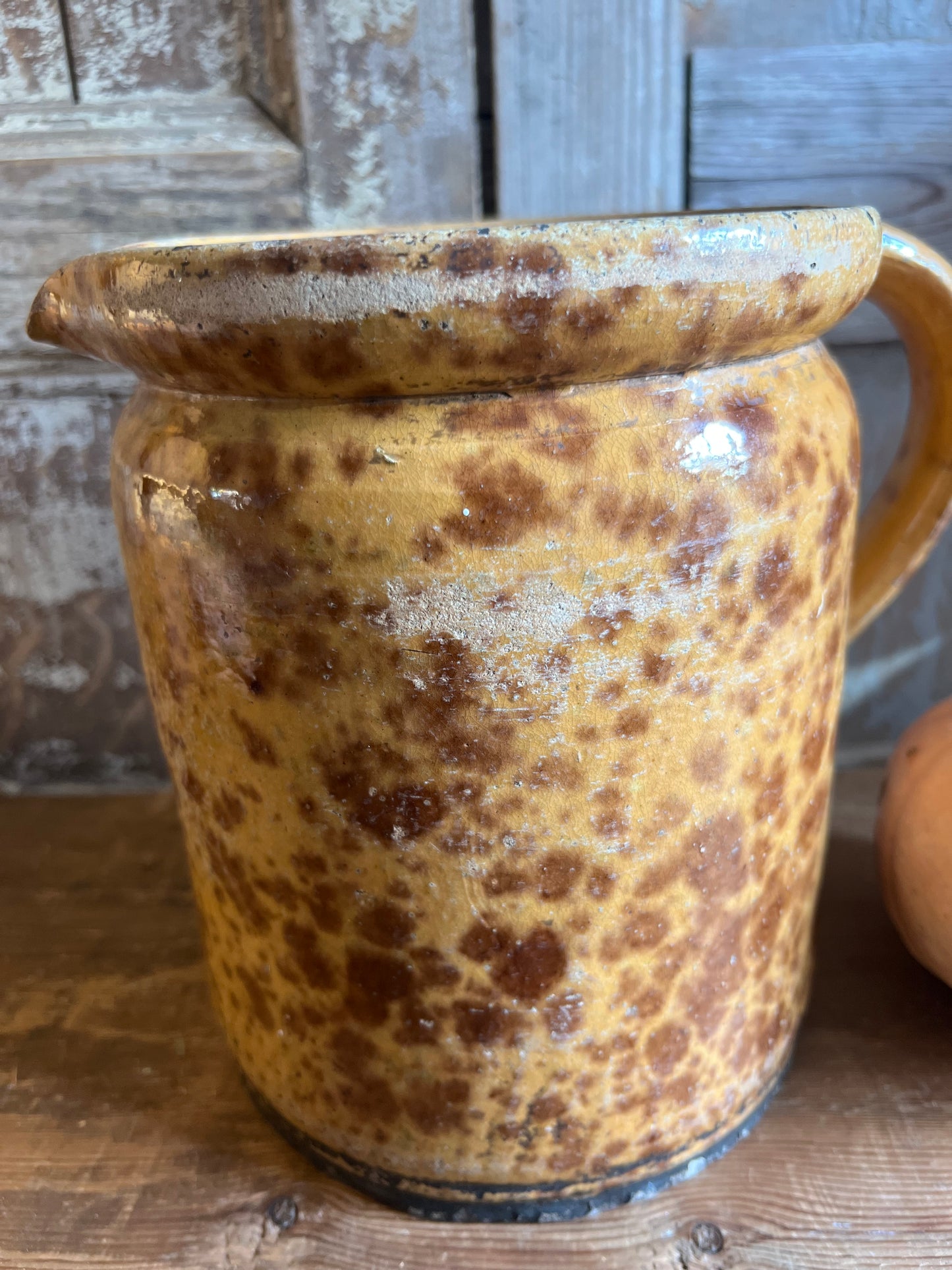 Large French Speckle Glazed Water Jug 19th Century