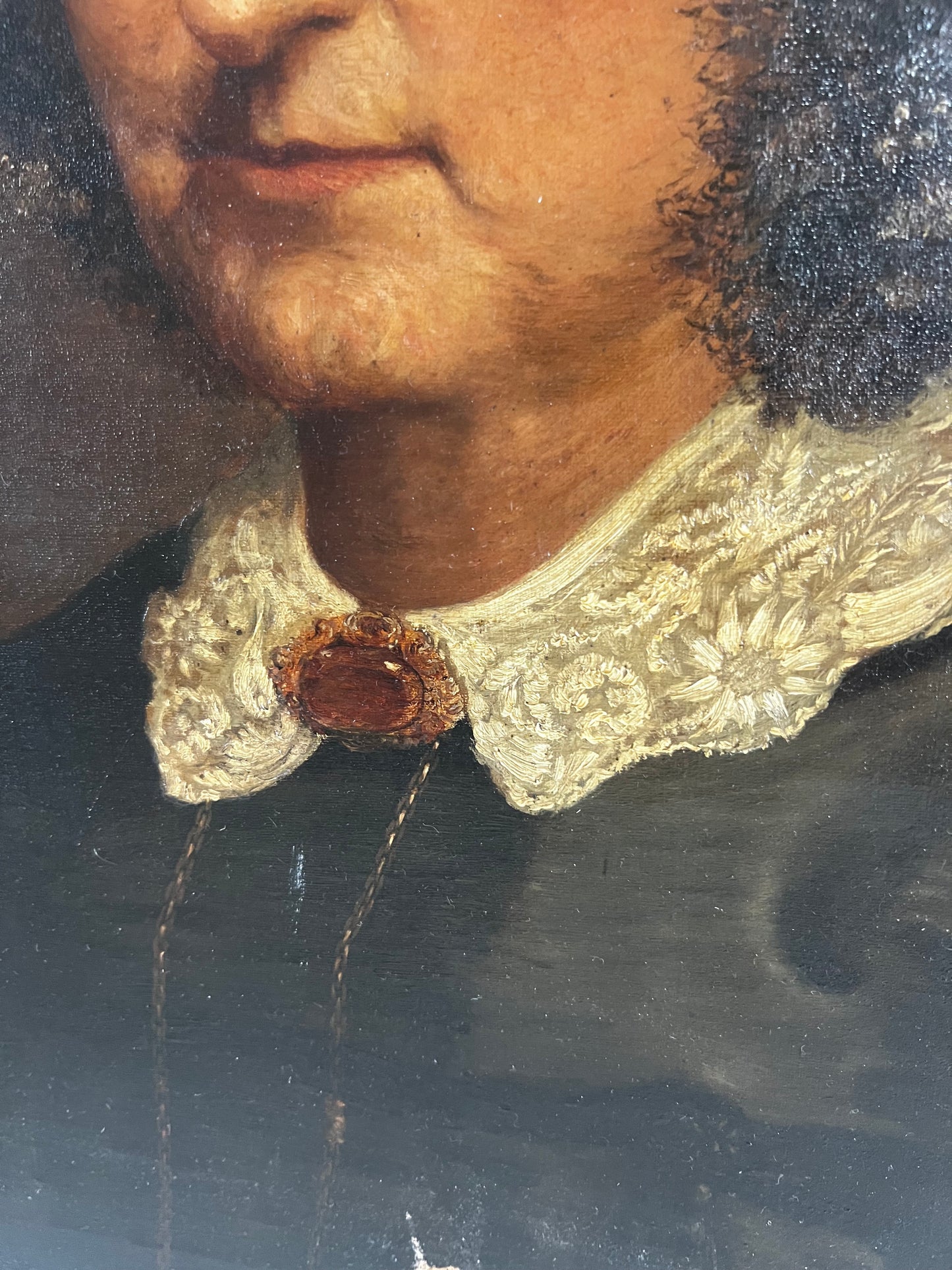 Dark Female Portrait Oil on Canvas Painting 1871