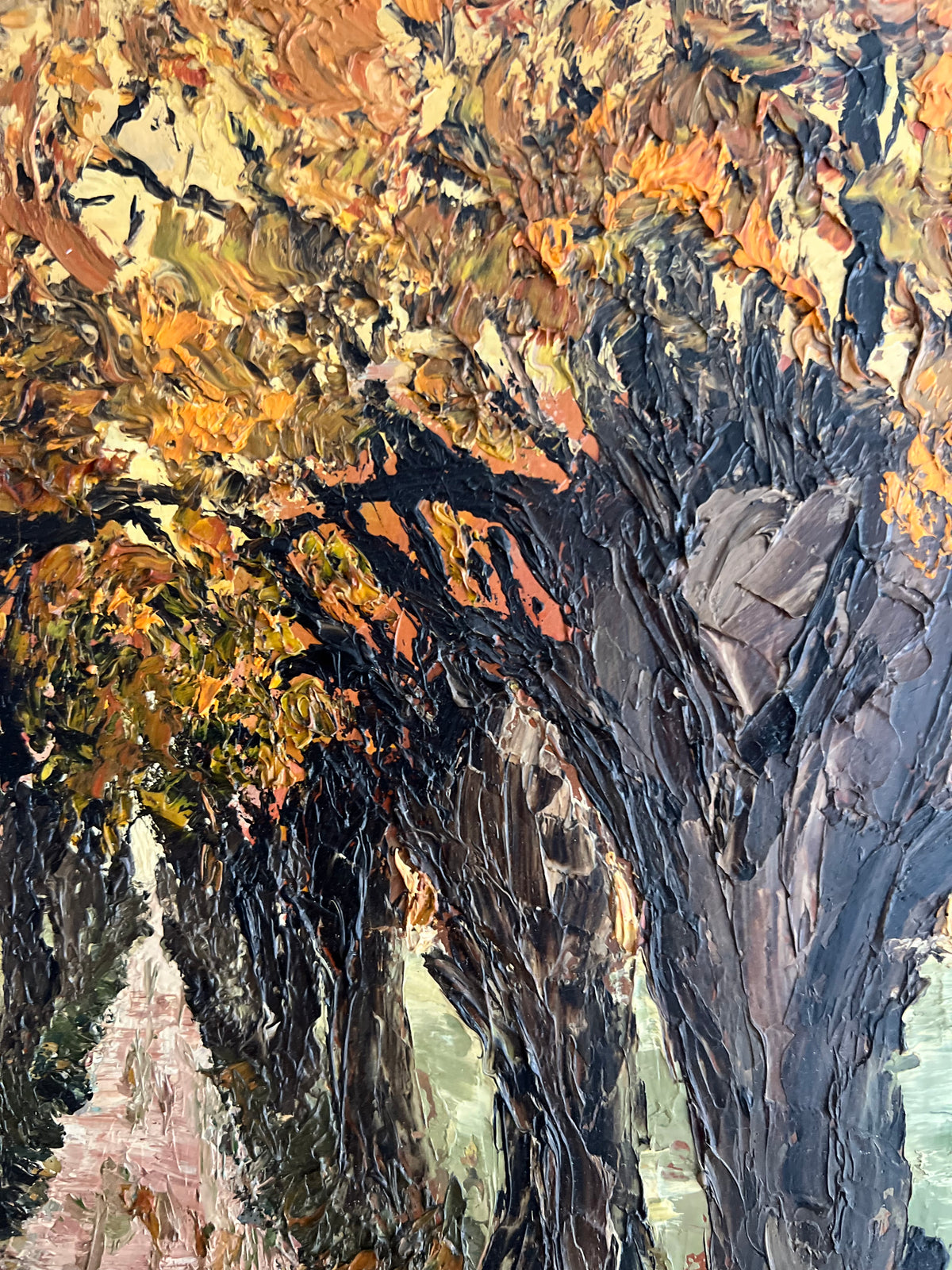 ‘Autumn Trees’ Belgian Oil on Canvas Impasto Painting