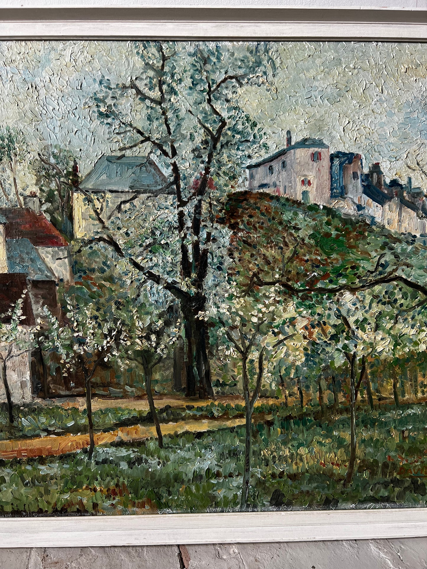 Large Vintage French Mid Century Landscape Oil Painting ‘ Spring ‘
