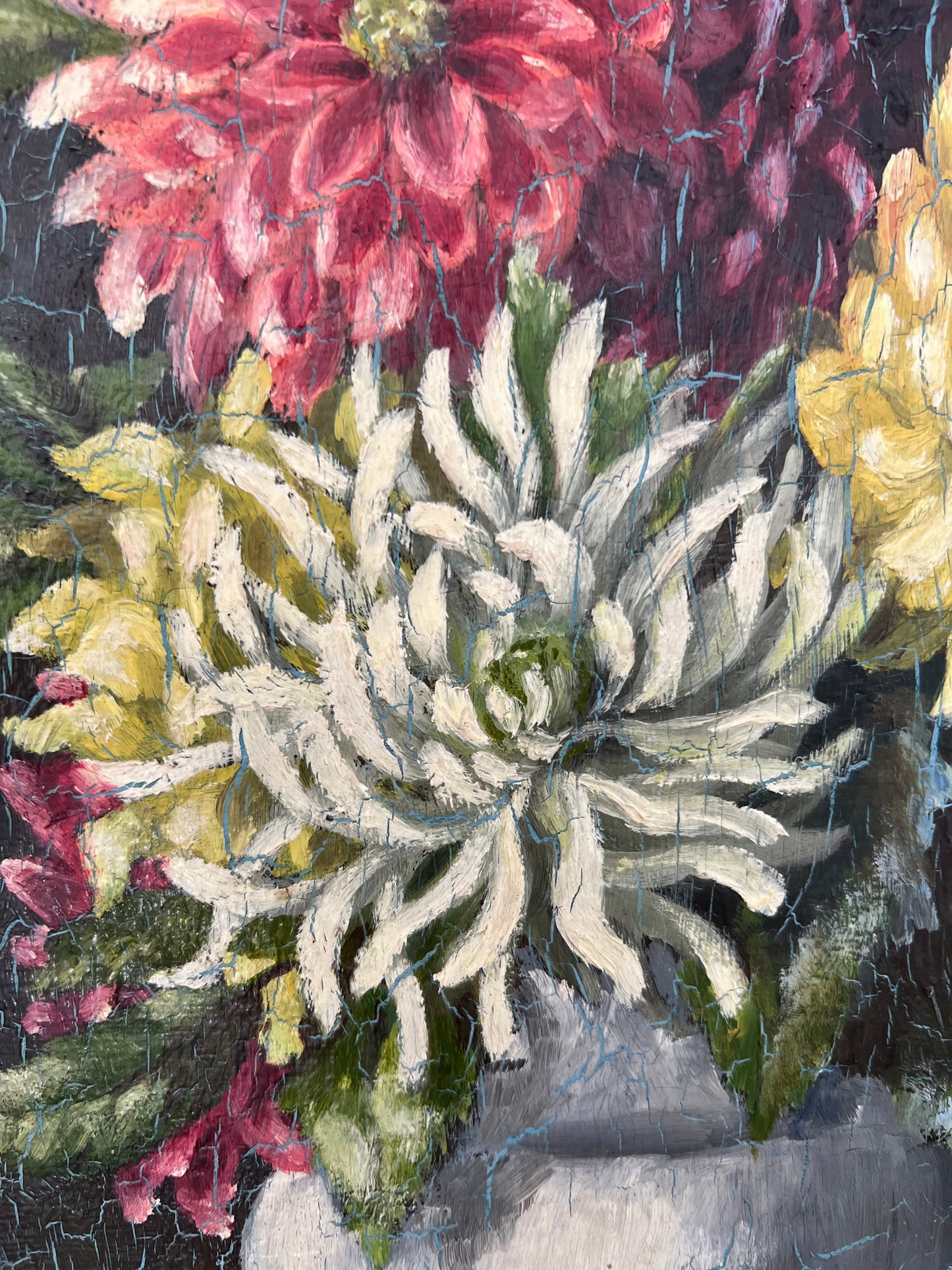 French Oil on Board Floral Painting dated 1932 by. A Hoffman
