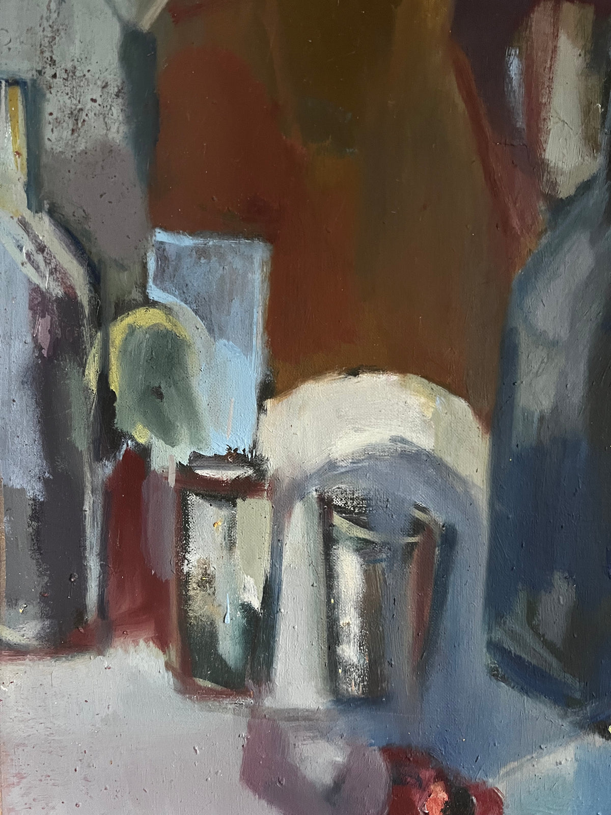 Vintage Abstract French Oil on Canvas still life Painting