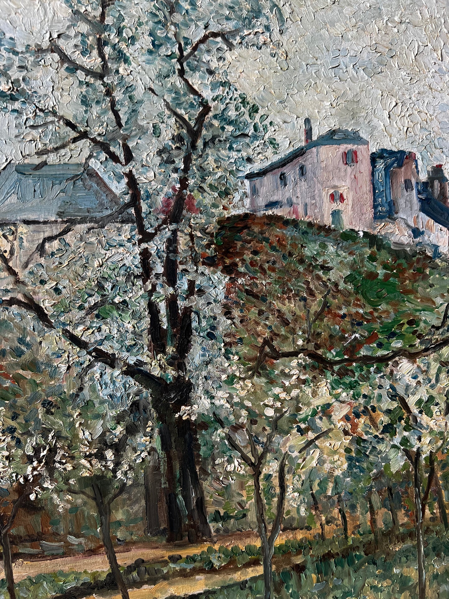 Large Vintage French Mid Century Landscape Oil Painting ‘ Spring ‘