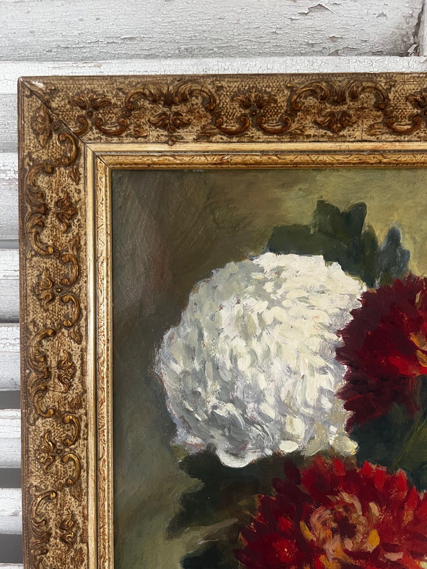 Large Framed Floral oil Painting on Board