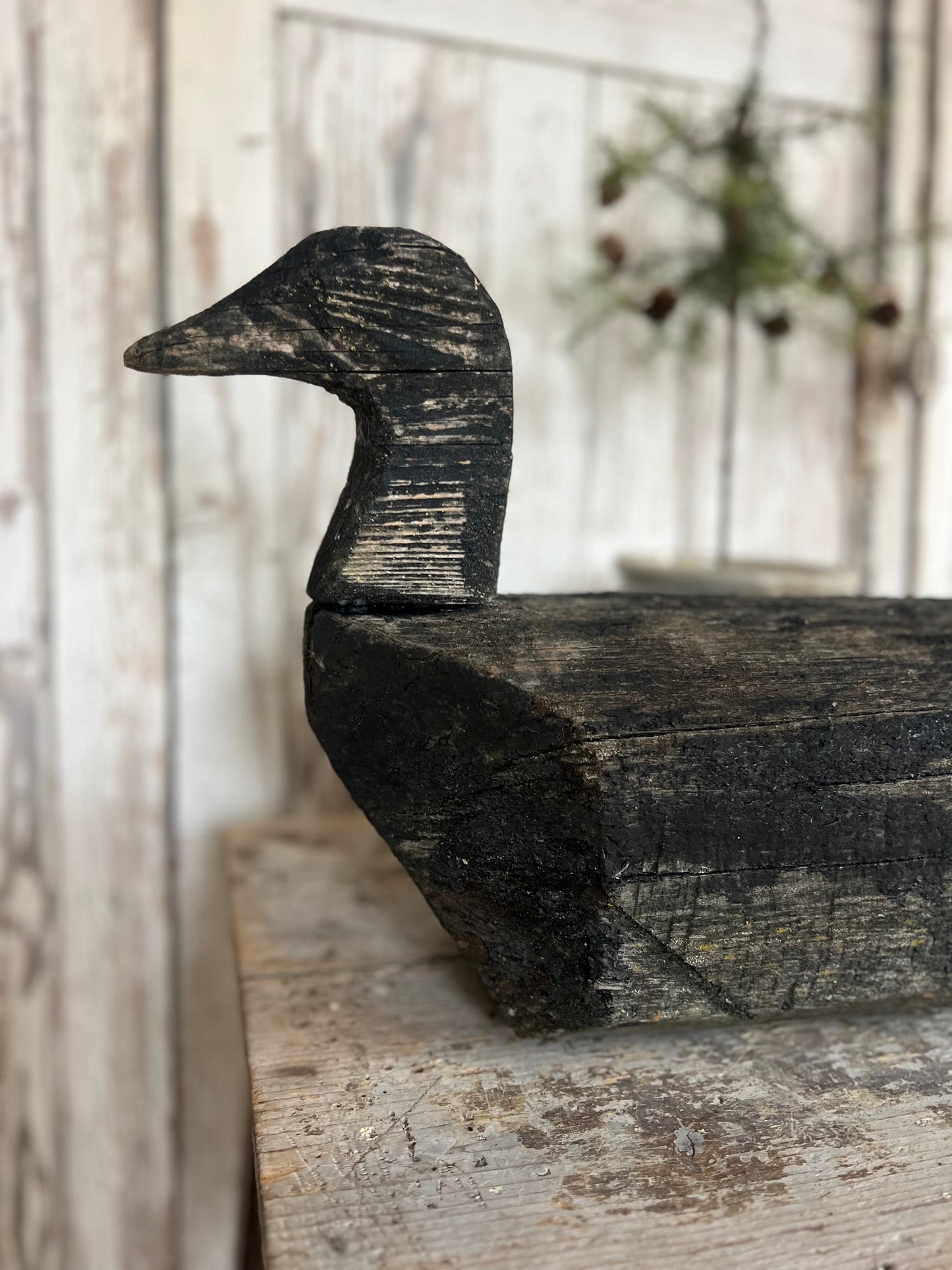 Huge Wooden French Antique Decoy Duck