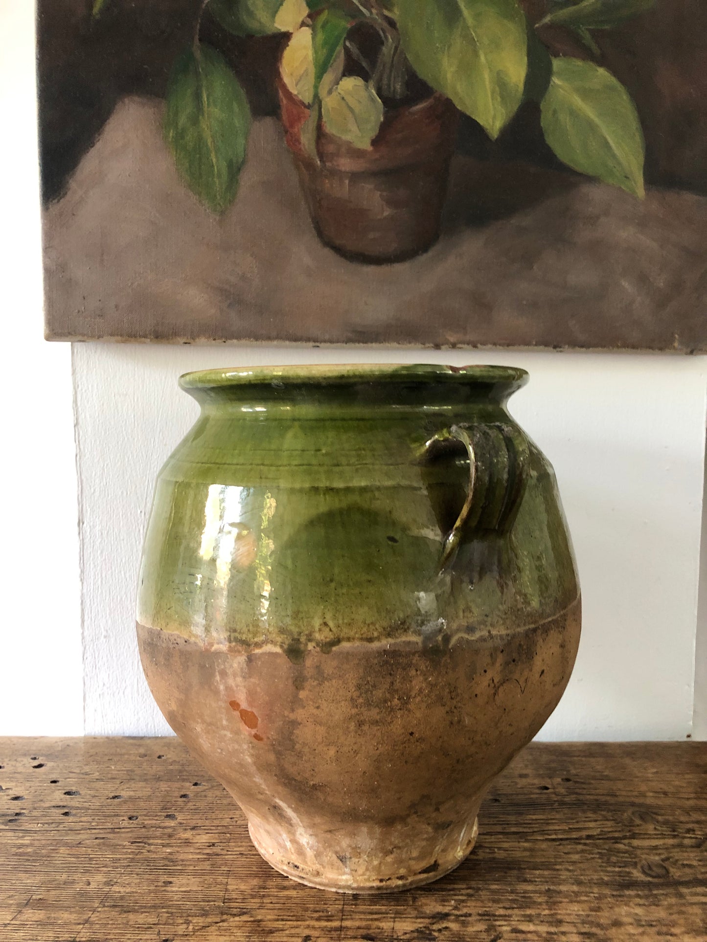 Large green French Confit Pot