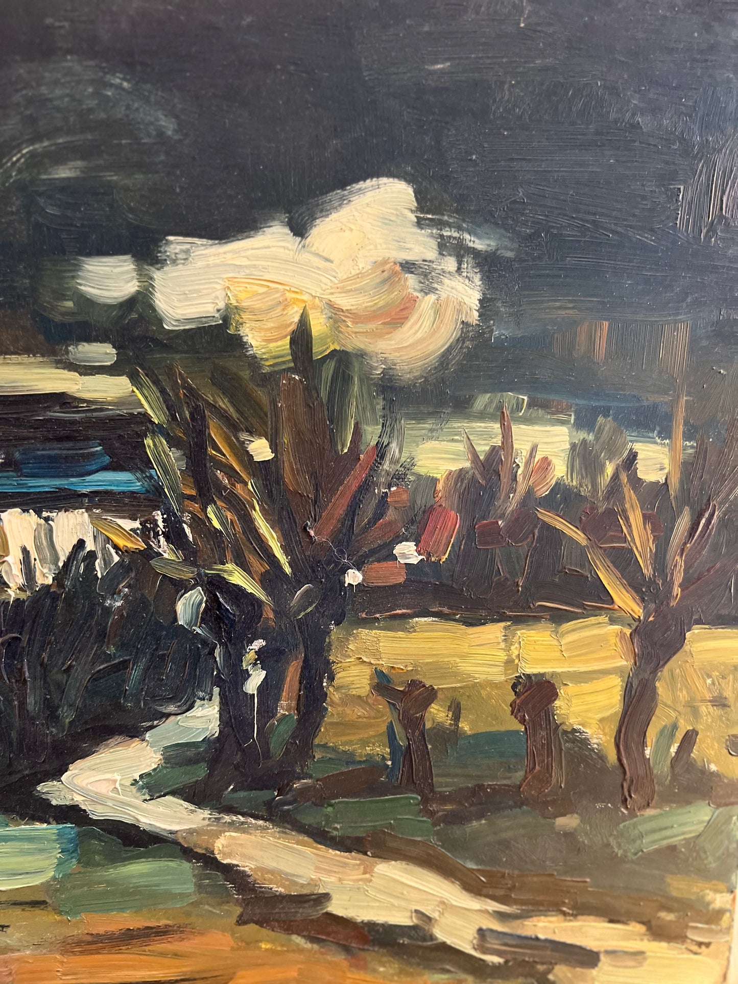 Dark French Impasto Landscape Painting