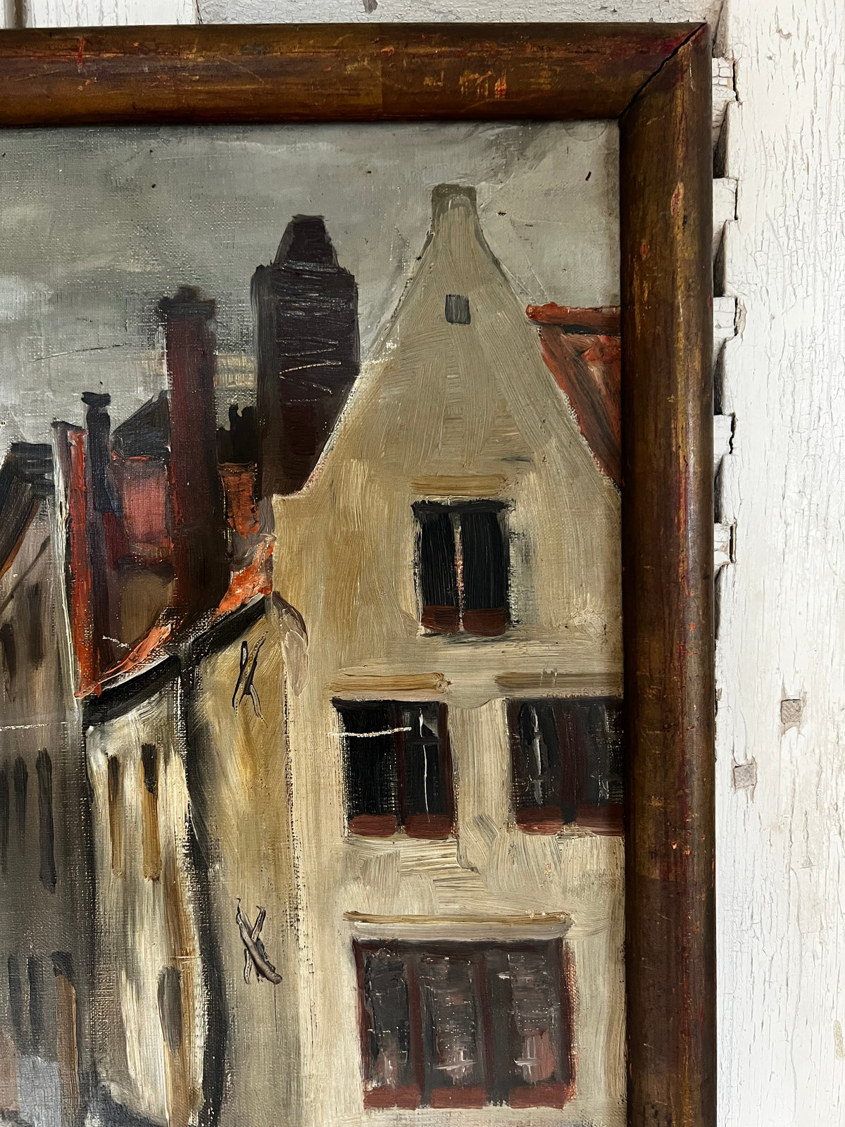 Antique Belgian Oil on Canvas Bruges 1926 by Andre Hoffer