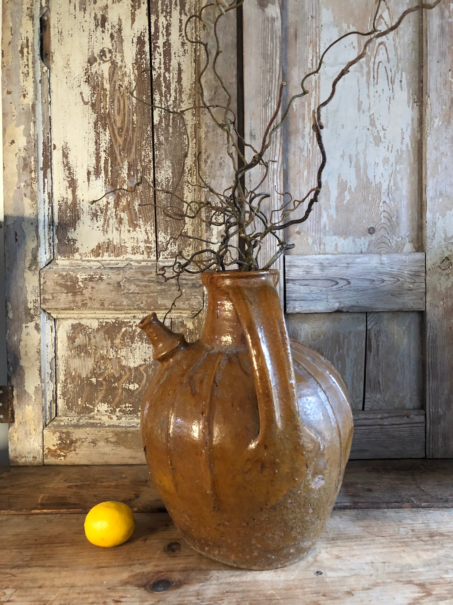 Large Antique French Walnut Oil Pot late 18th early 19th Century