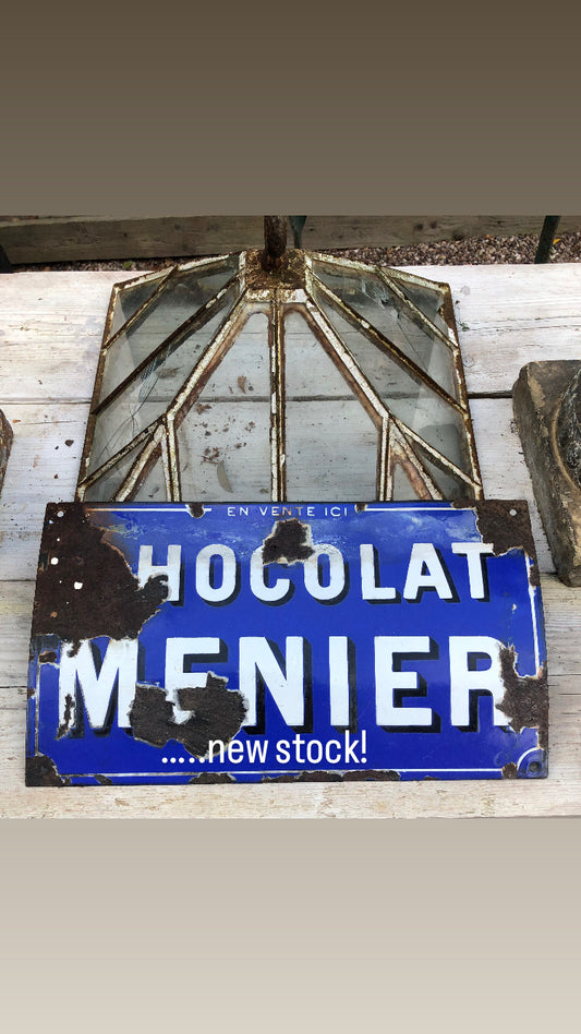 Rare Original Chocolat Menier curved enamel sign