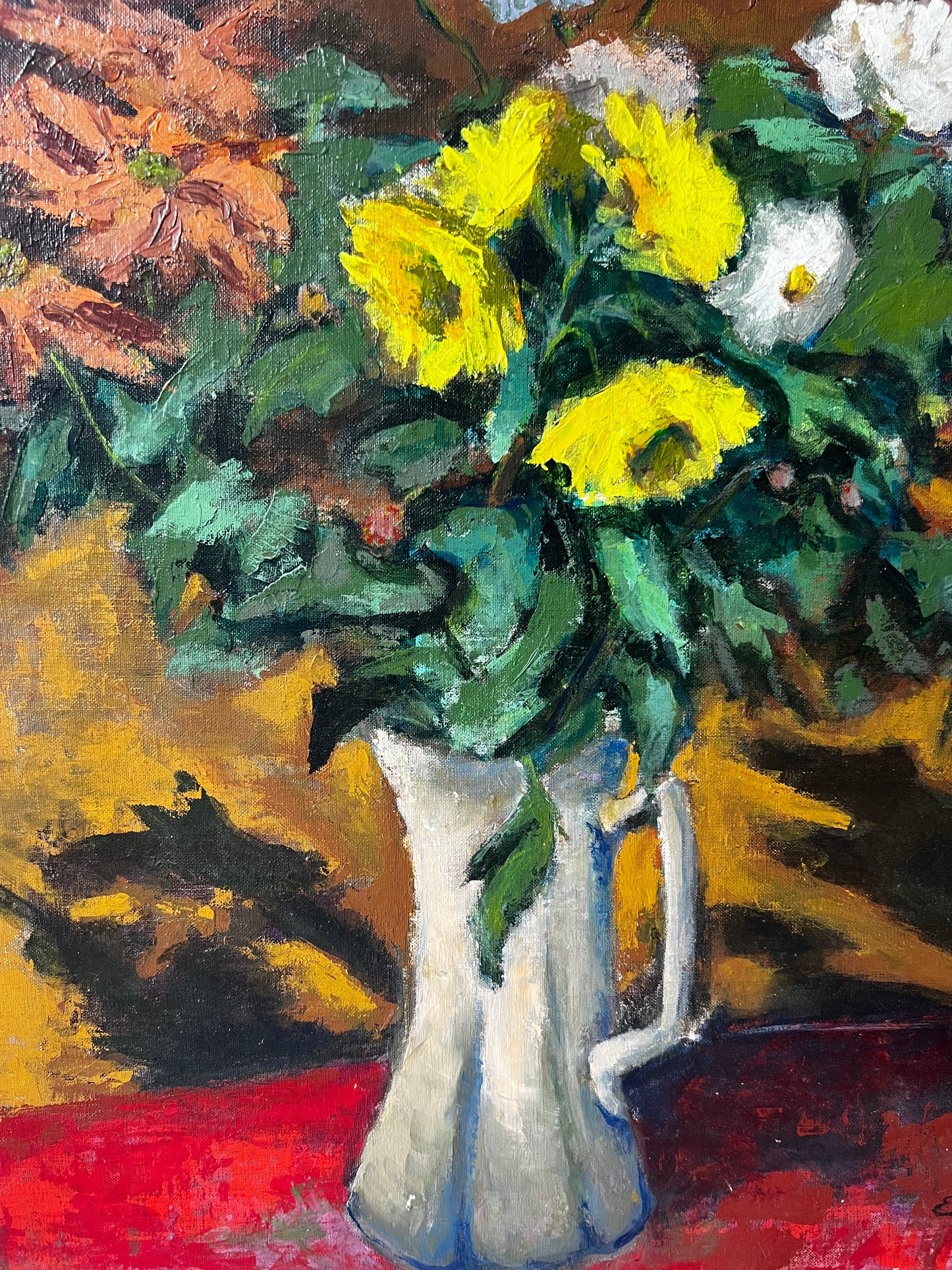 Large Vintage French Floral Oil Painting