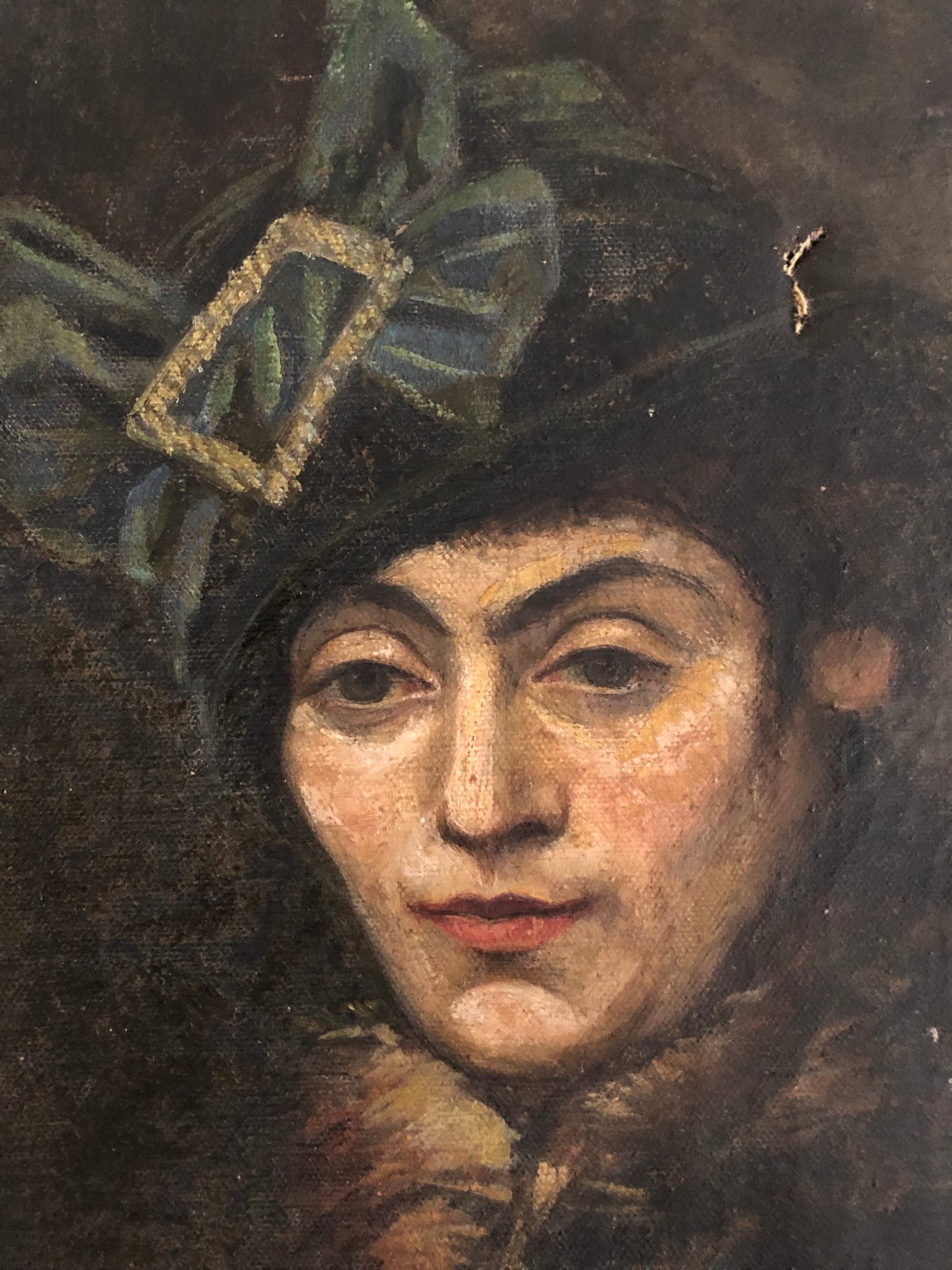 British 1920’s Oil on Canvas Painting. Portrait of a Woman