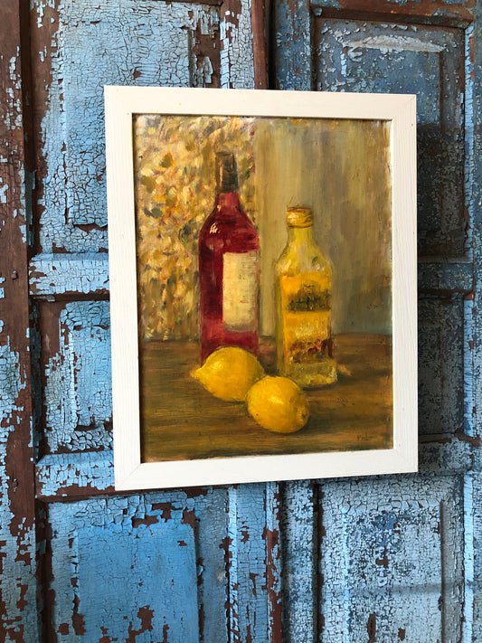 Vintage Still Life Oil on Canvas Kitchen Painting