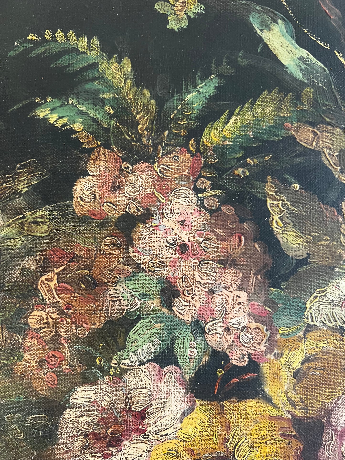 RESERVED Early 18th Century French floral oil painting on canvas