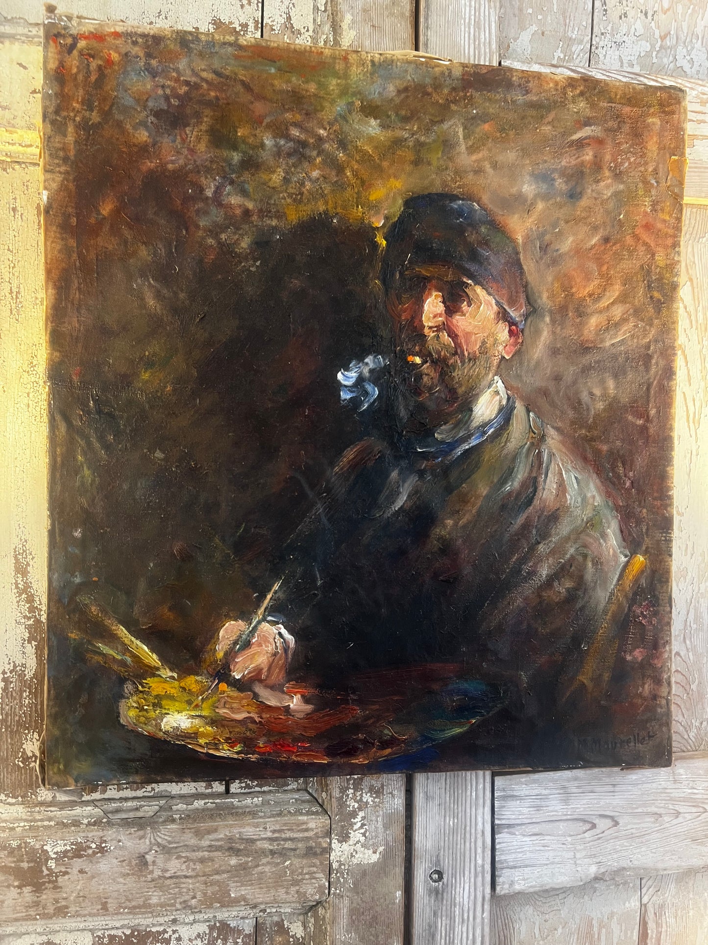 French Oil on Canvas Portrait of an Artist
