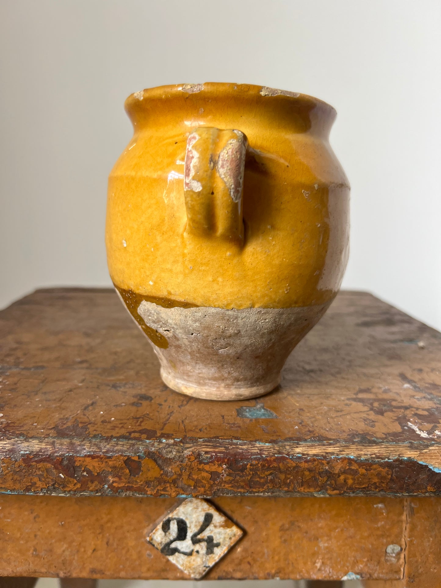Tiny Rare Size French Antique Confit Pot