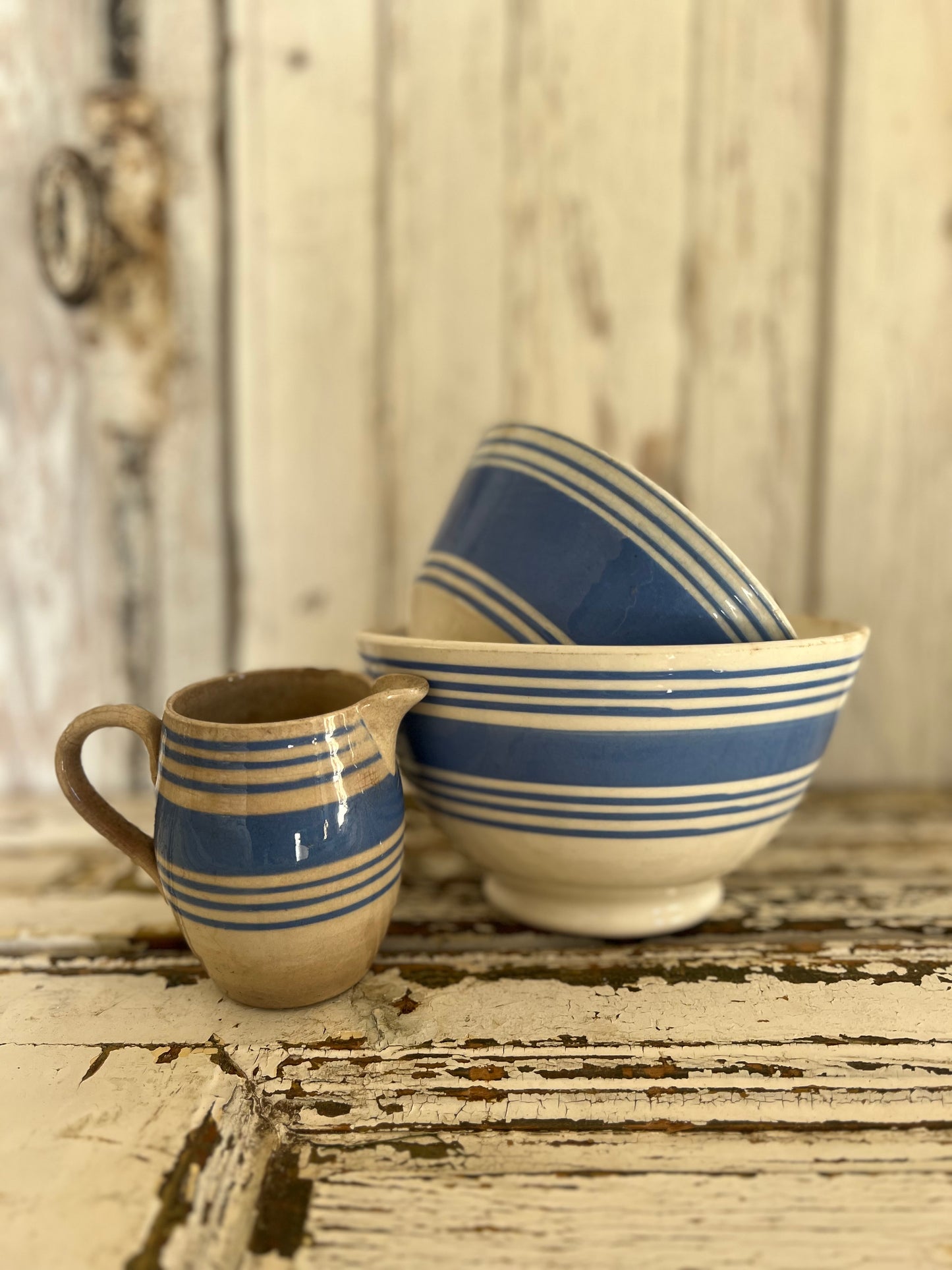 French Cafe au Lait Breakfast Bowls & Jug set