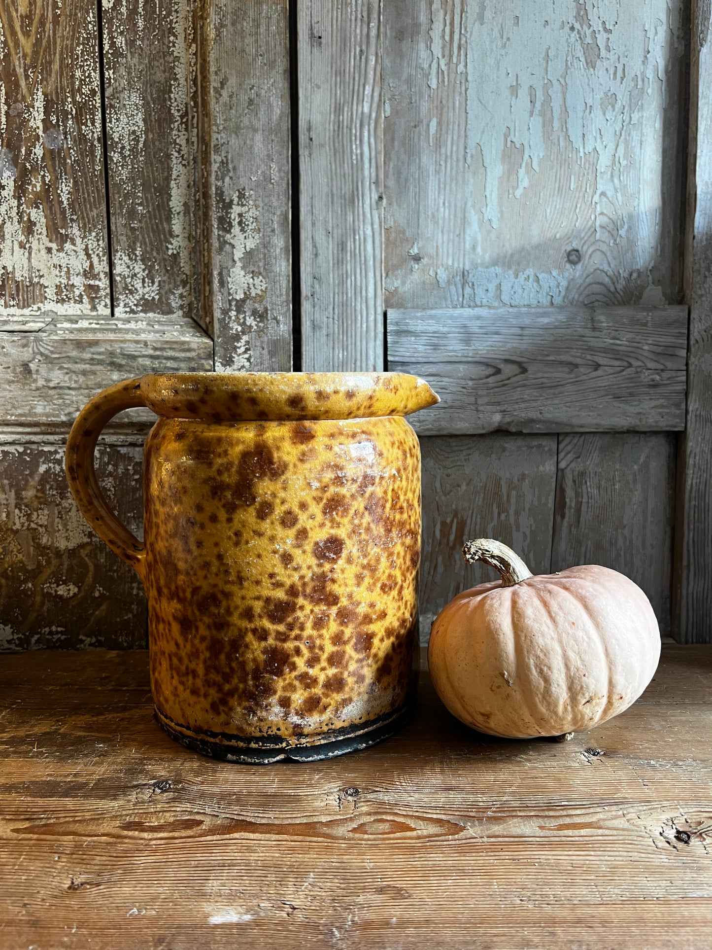 Large French Speckle Glazed Water Jug 19th Century