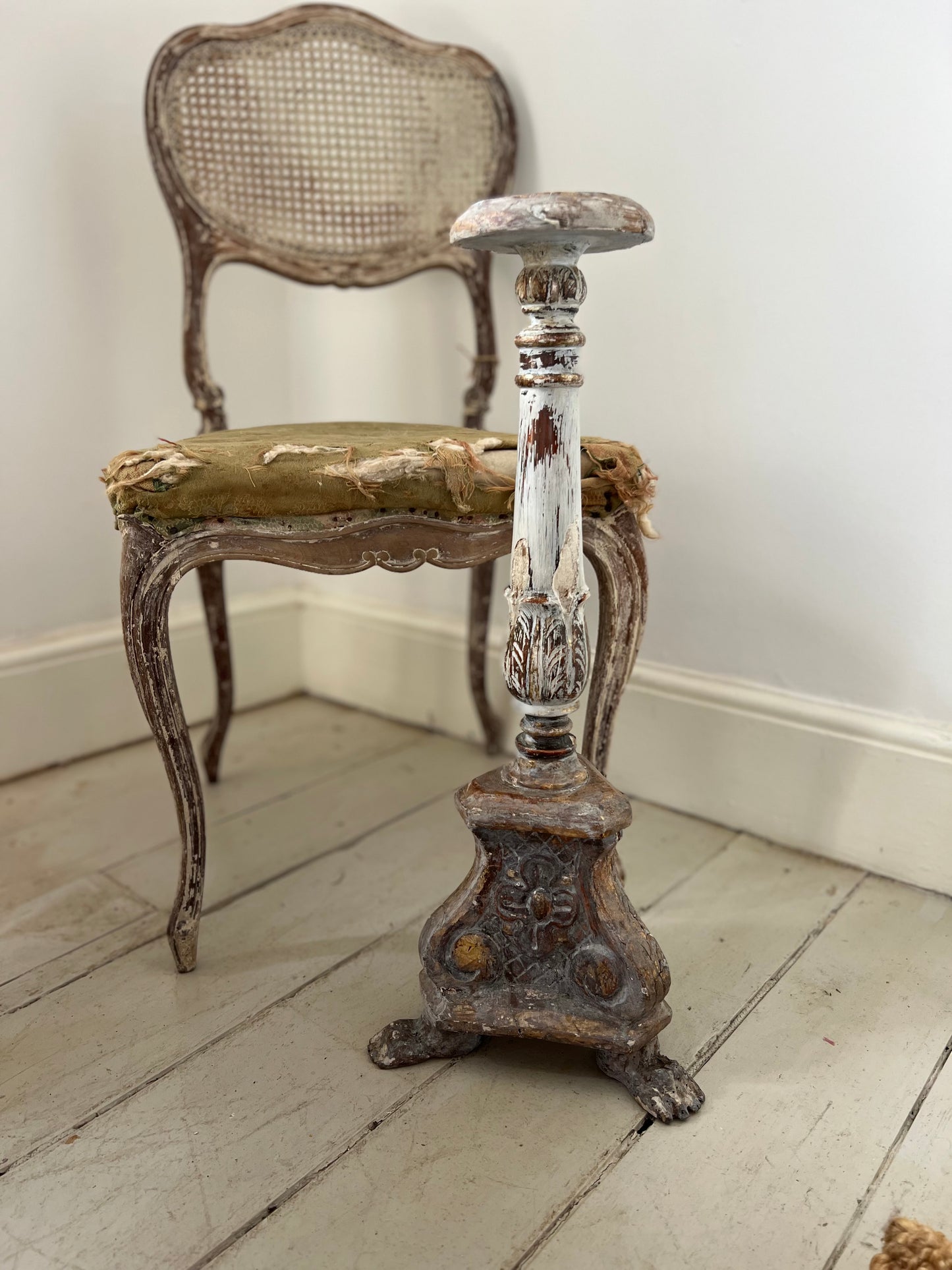 French Antique 19th Century wooden Candlestick