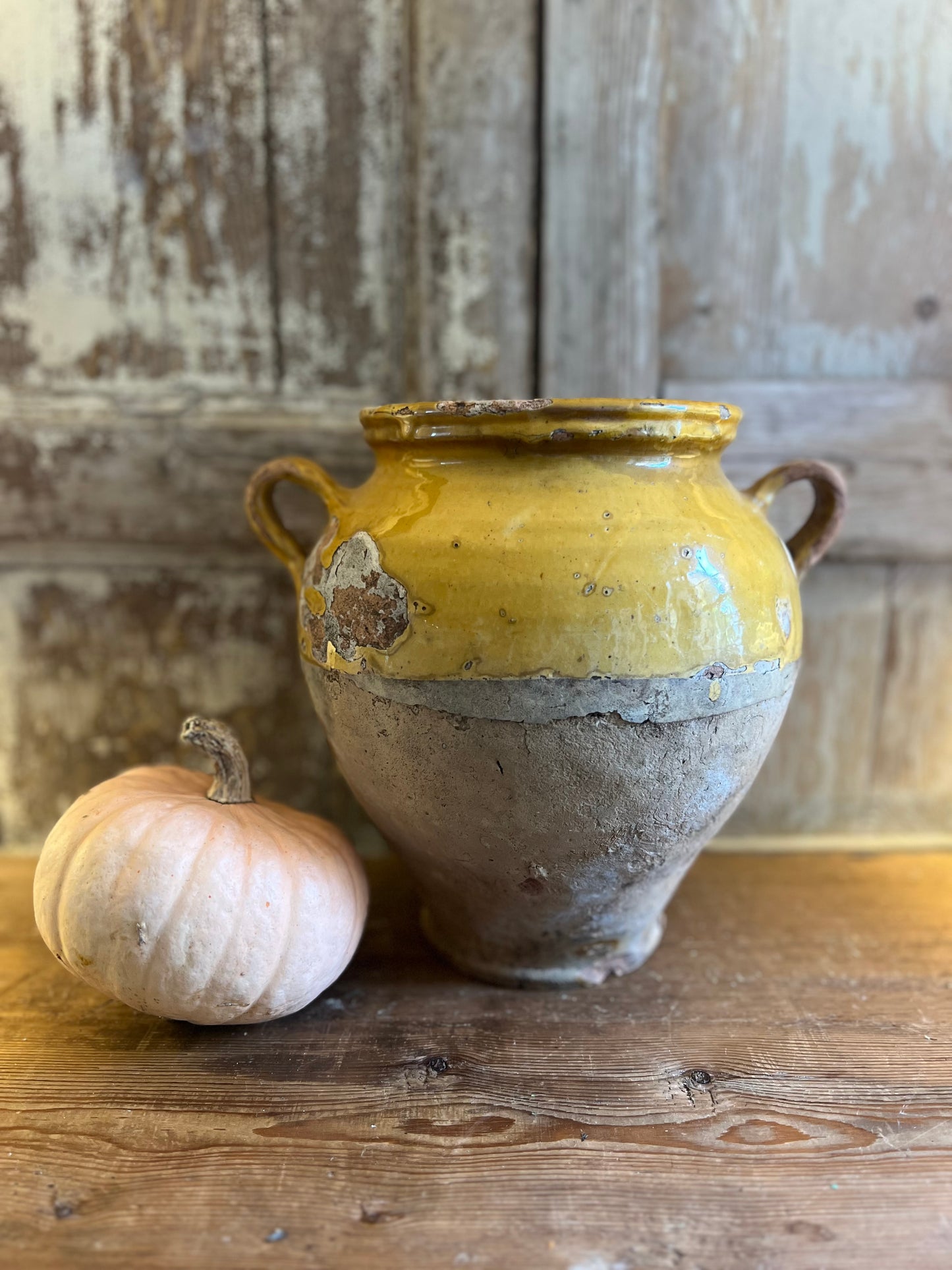 French Antique Yellow Confit Pot