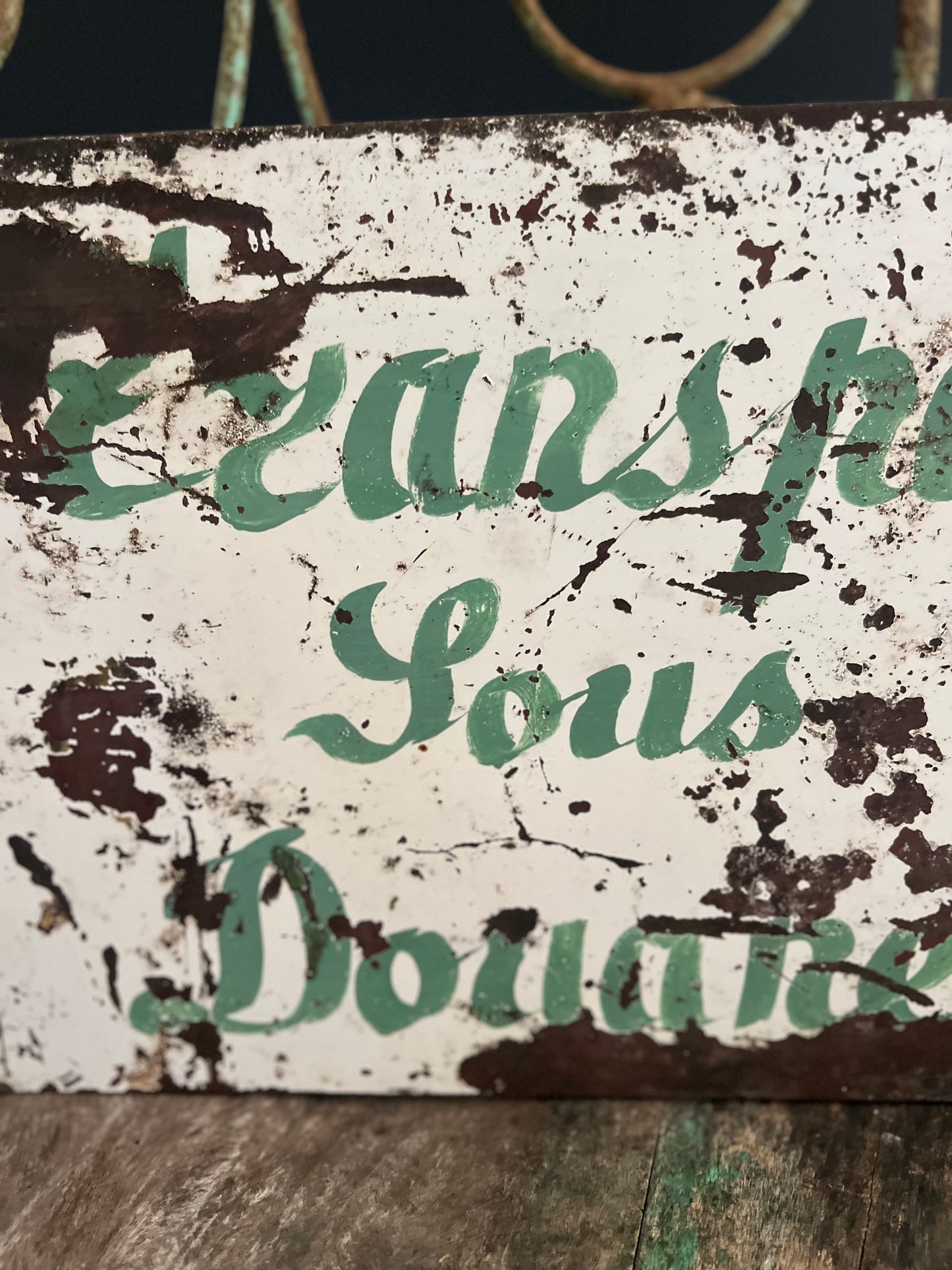 French Metal Train ‘Transport Customs’ Sign