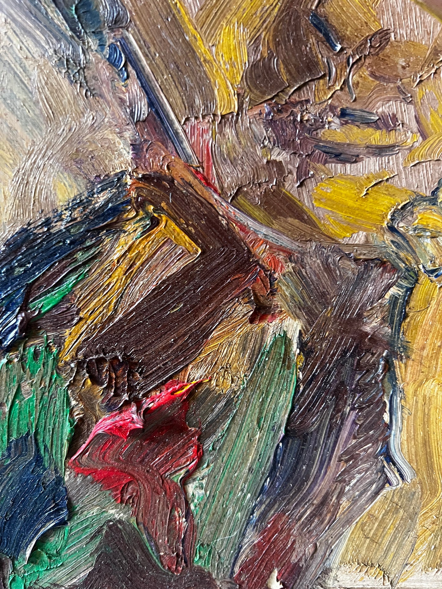 Mid Century Expressionist Female Portrait thick impasto Painting