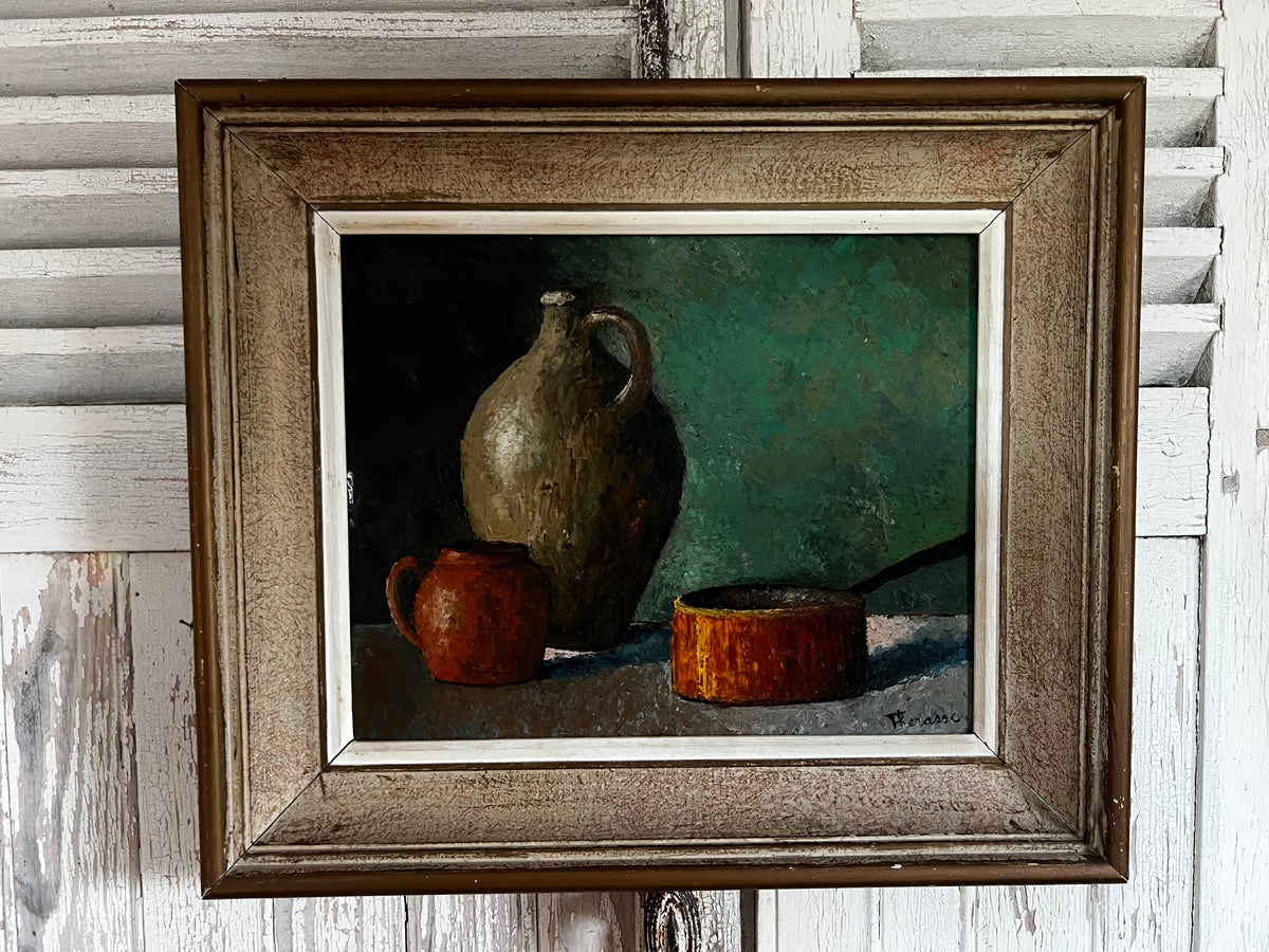 French Still Life Framed Oil Painting
