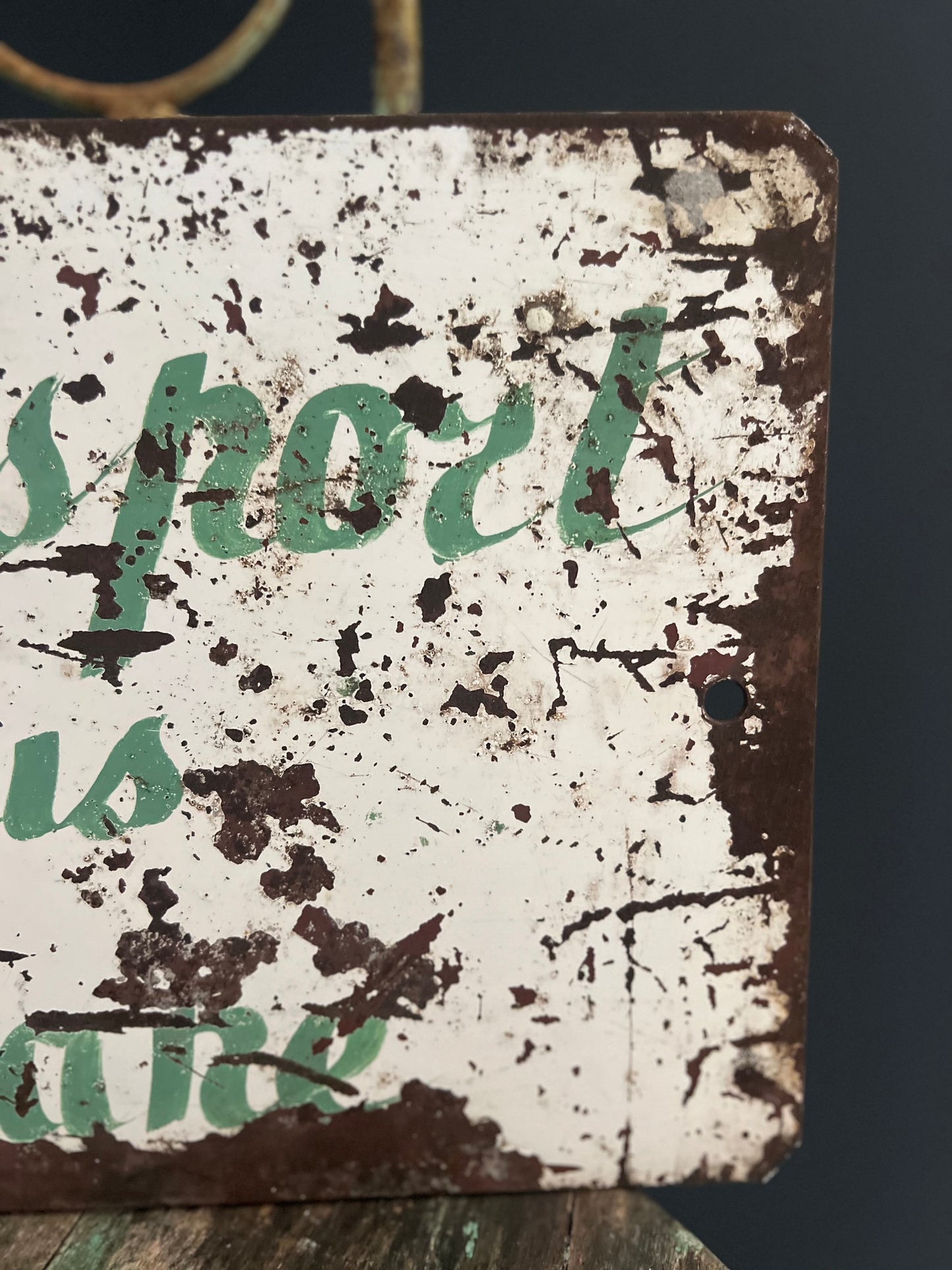 French Metal Train ‘Transport Customs’ Sign