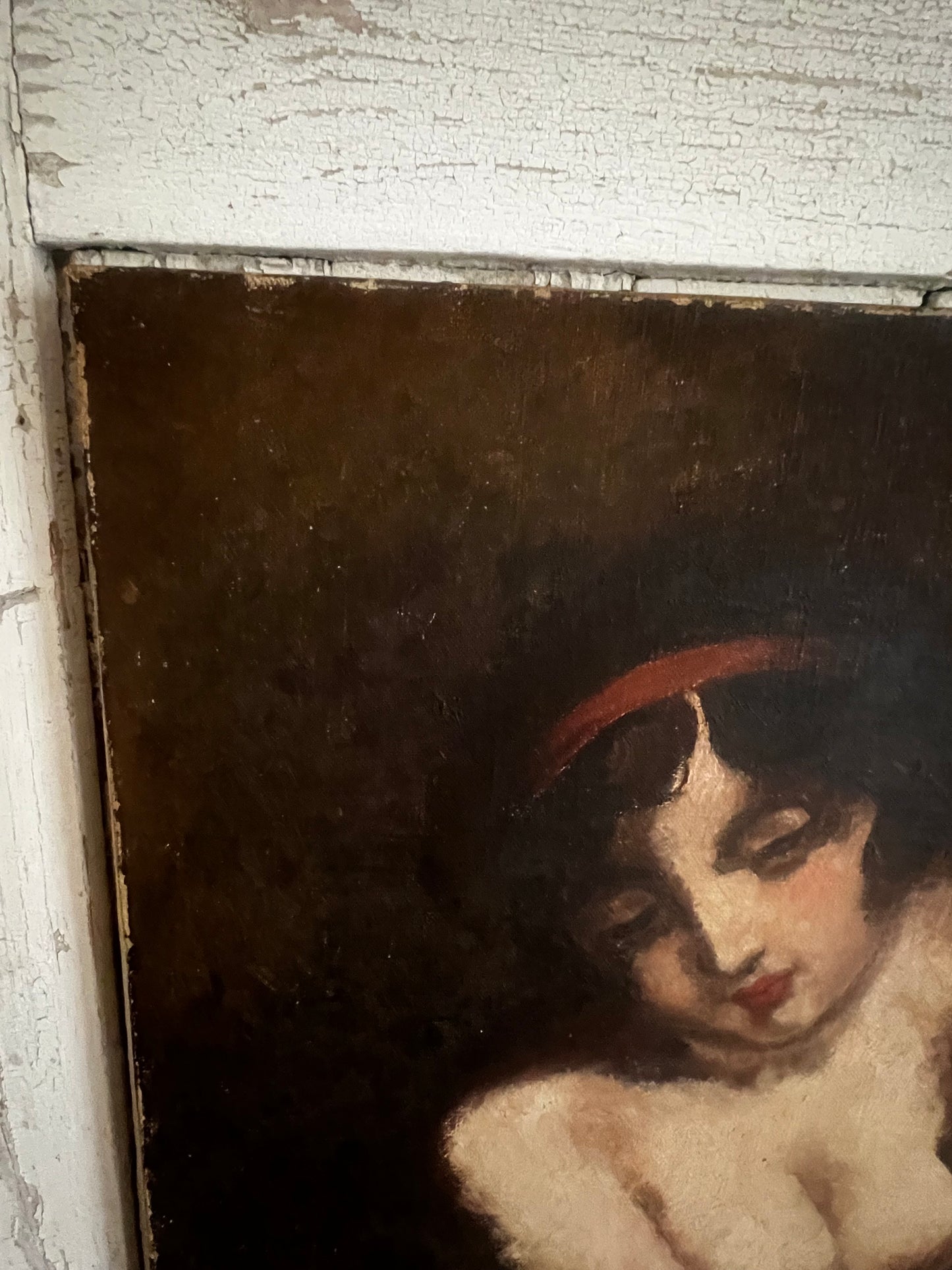 French Female Portrait Oil on Canvas Painting