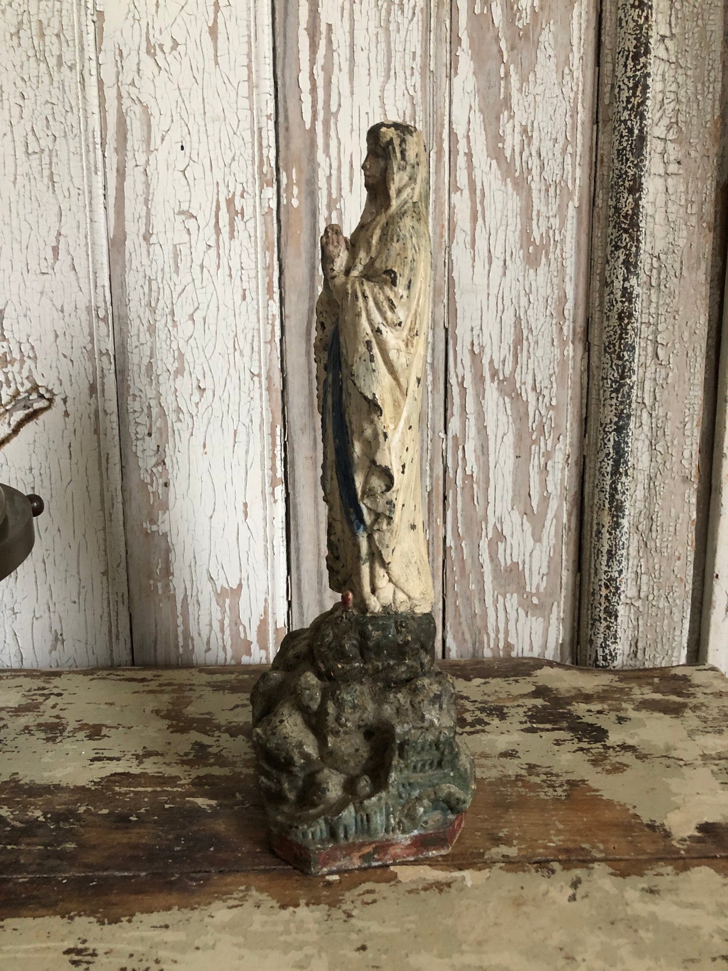 Very unusual rare French metal Madonna figure