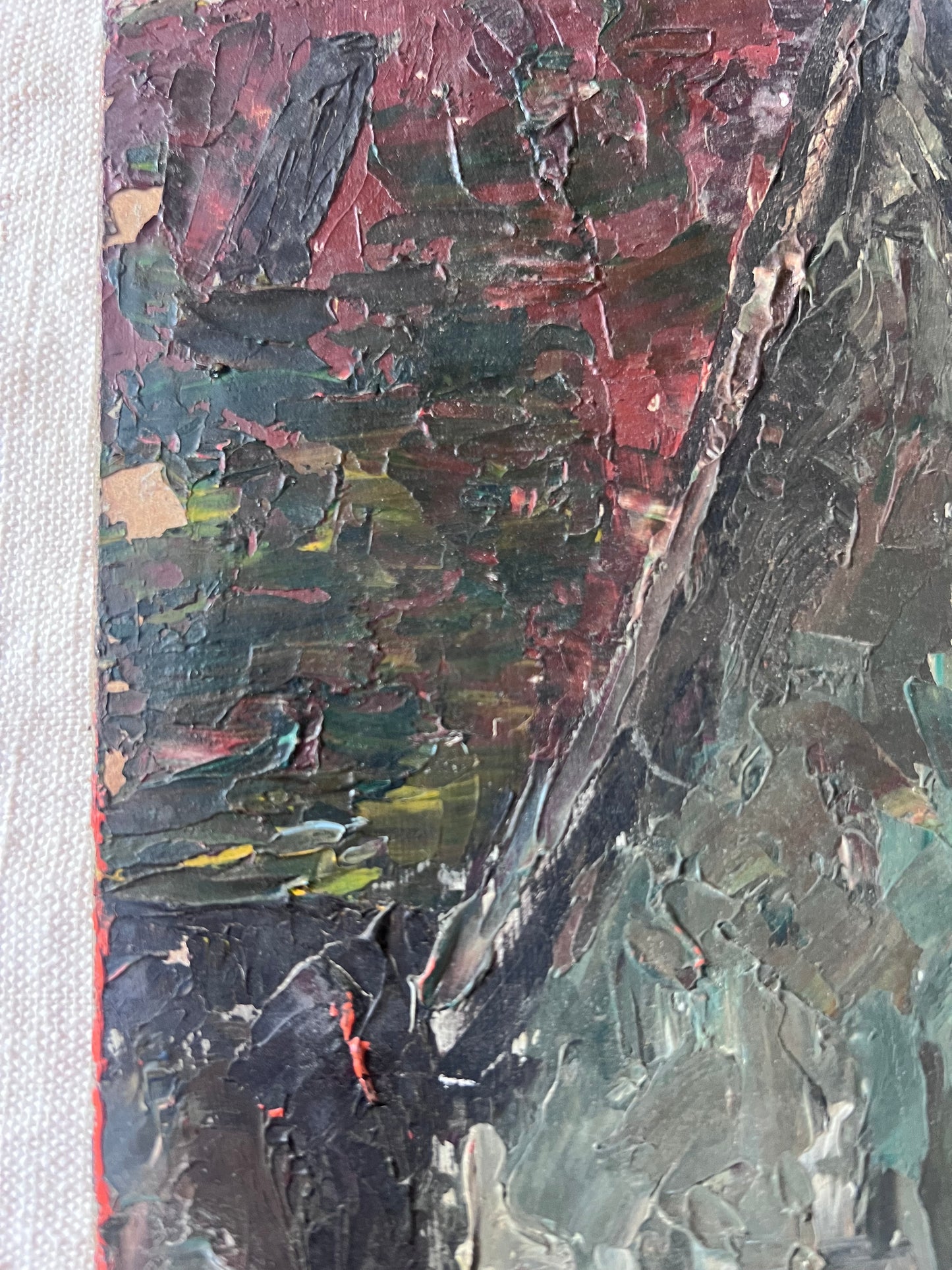 Large French Impasto Street Scene Oil Painting