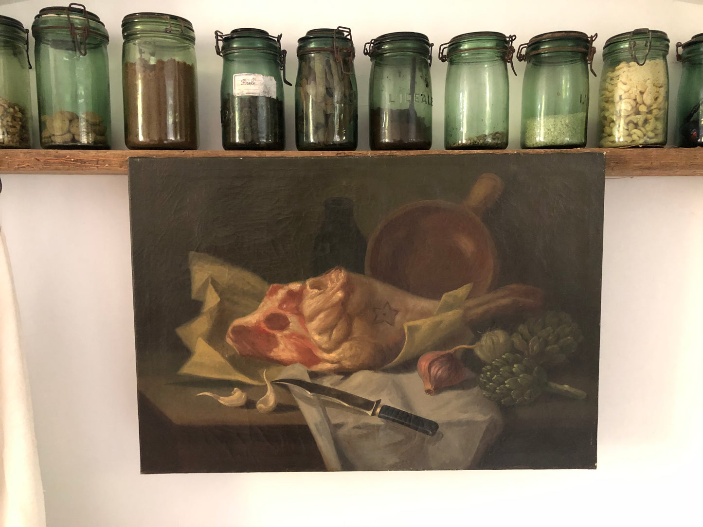 French 19th Century Dark oil on canvas still life painting
