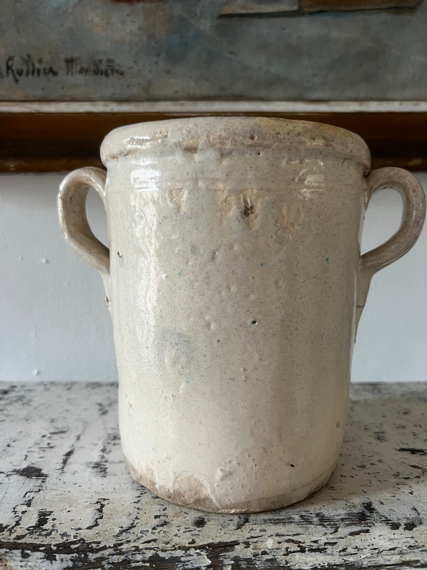 Rare Small Size Italian Antique Confit or Sardine Pot