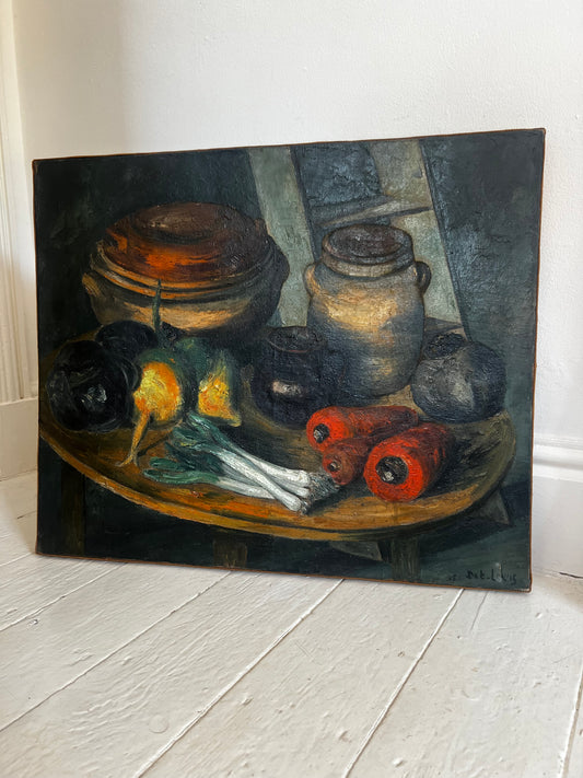 Superb French Large Still Life Oil Painting On Canvas