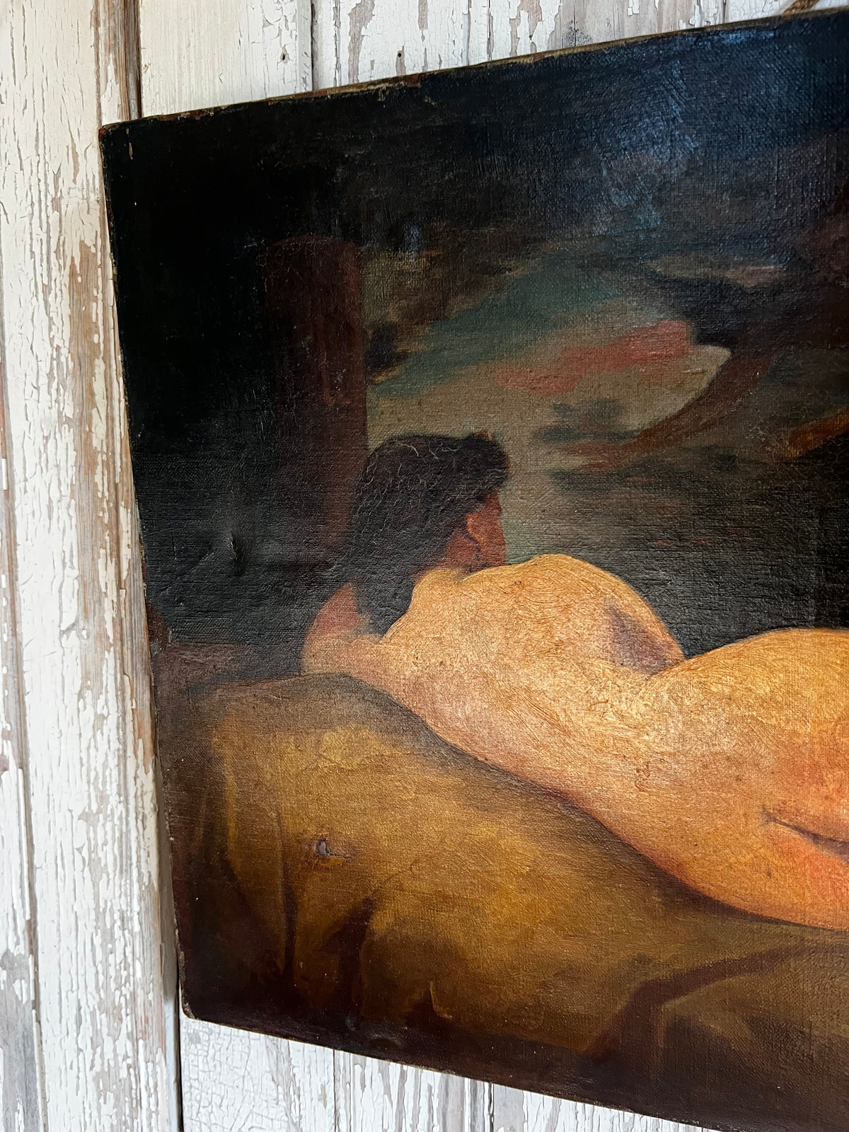 French 19th Century Oil on Canvas Painting Nude & Cherubs
