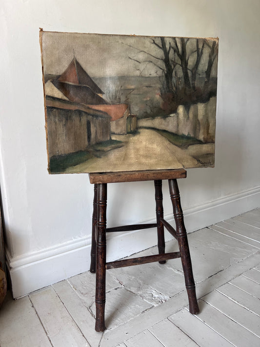 French 1920’s Large Oil on Canvas Painting