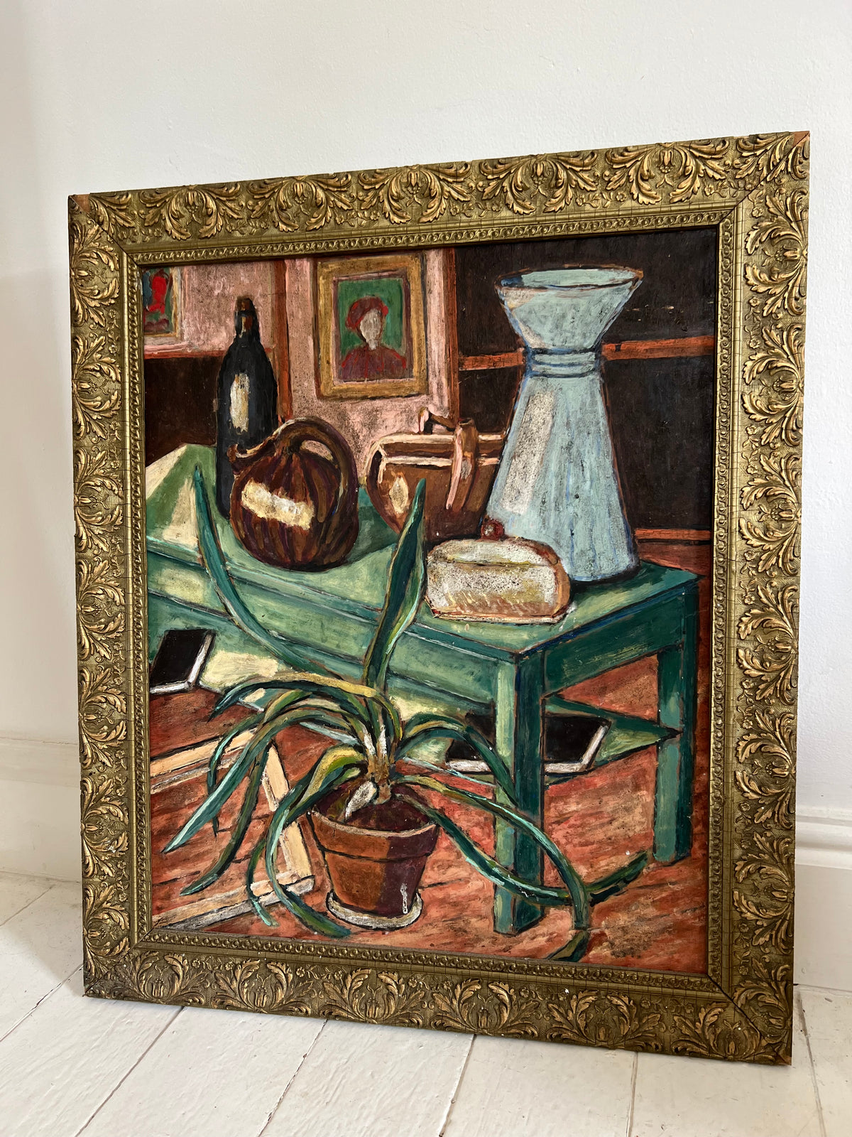Large Framed French Still Life Oil Painting
