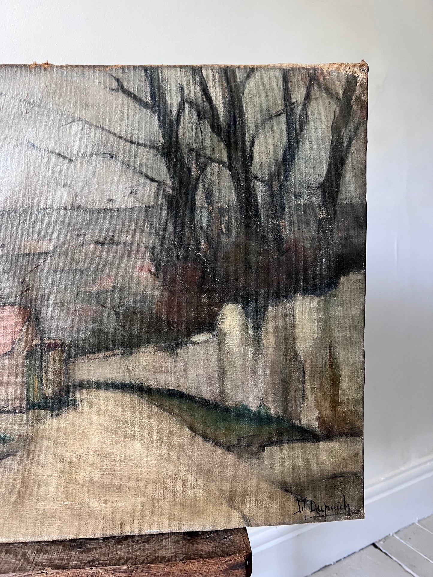 French 1920’s Large Oil on Canvas Painting
