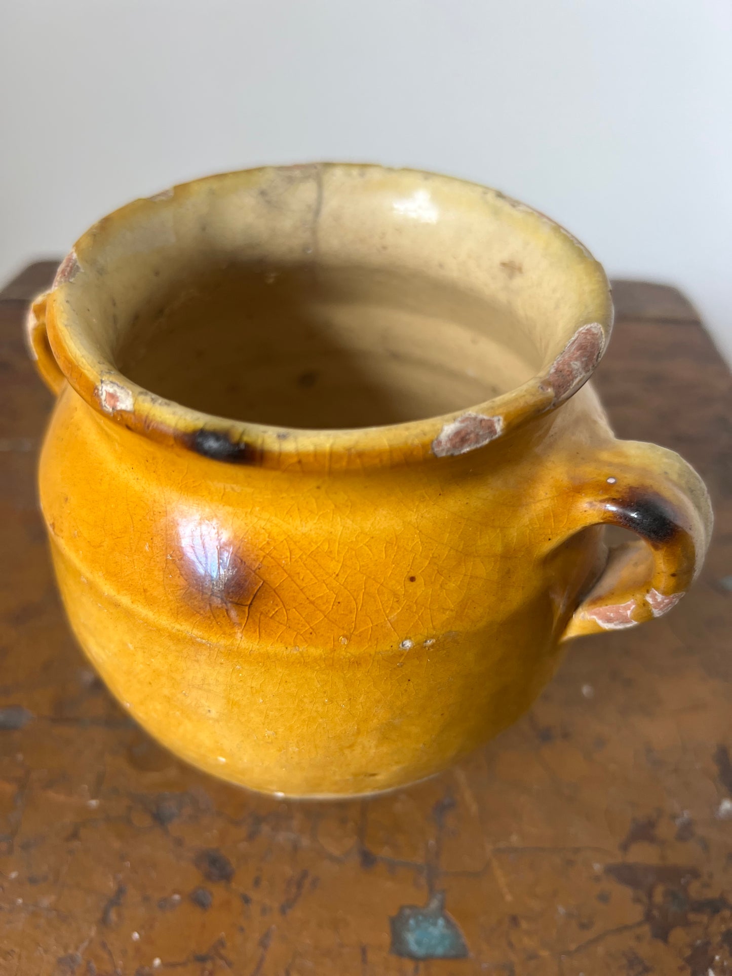 Tiny Rare Size French Antique Confit Pot