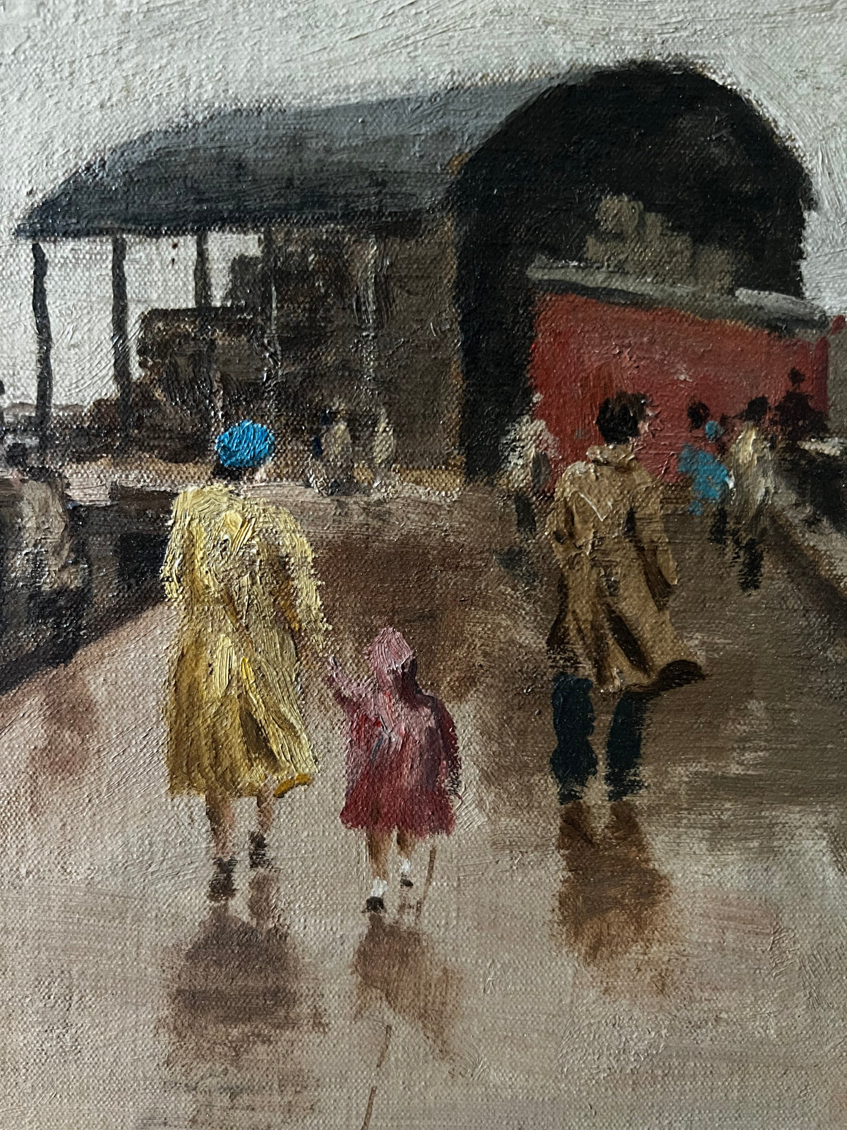 Large British Oil on Canvas Painting ‘Windy Seaside’