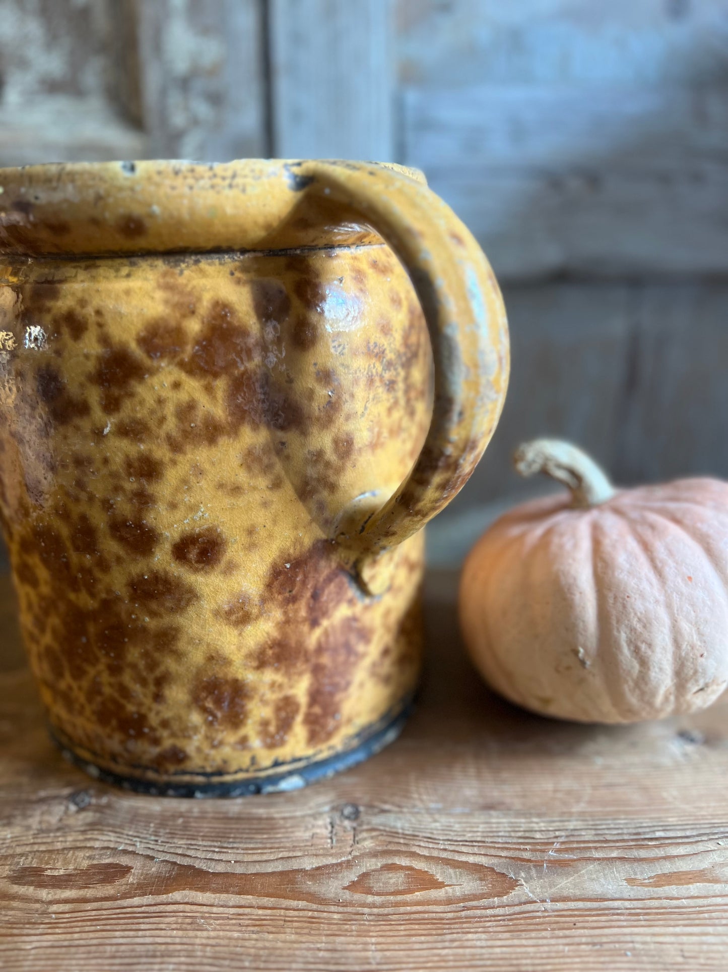 Large French Speckle Glazed Water Jug 19th Century