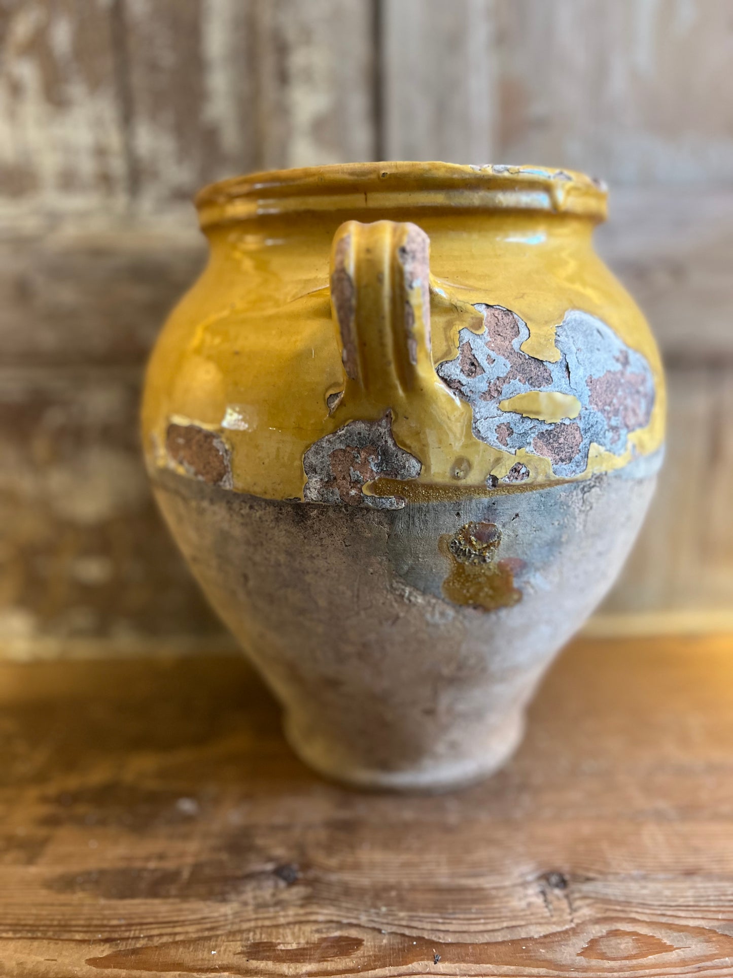 French Antique Yellow Confit Pot
