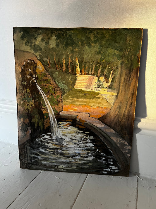 Vintage French Fountain Painting