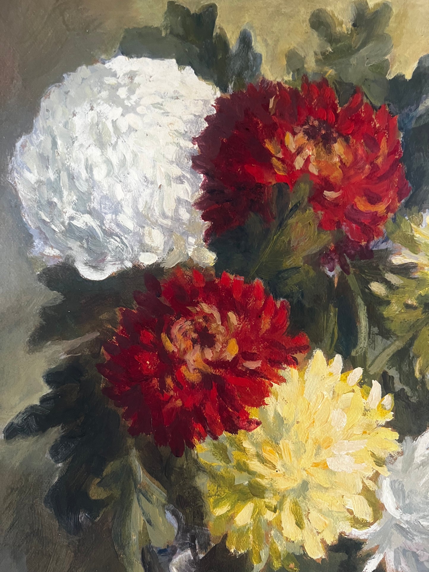 Large Framed Floral oil Painting on Board