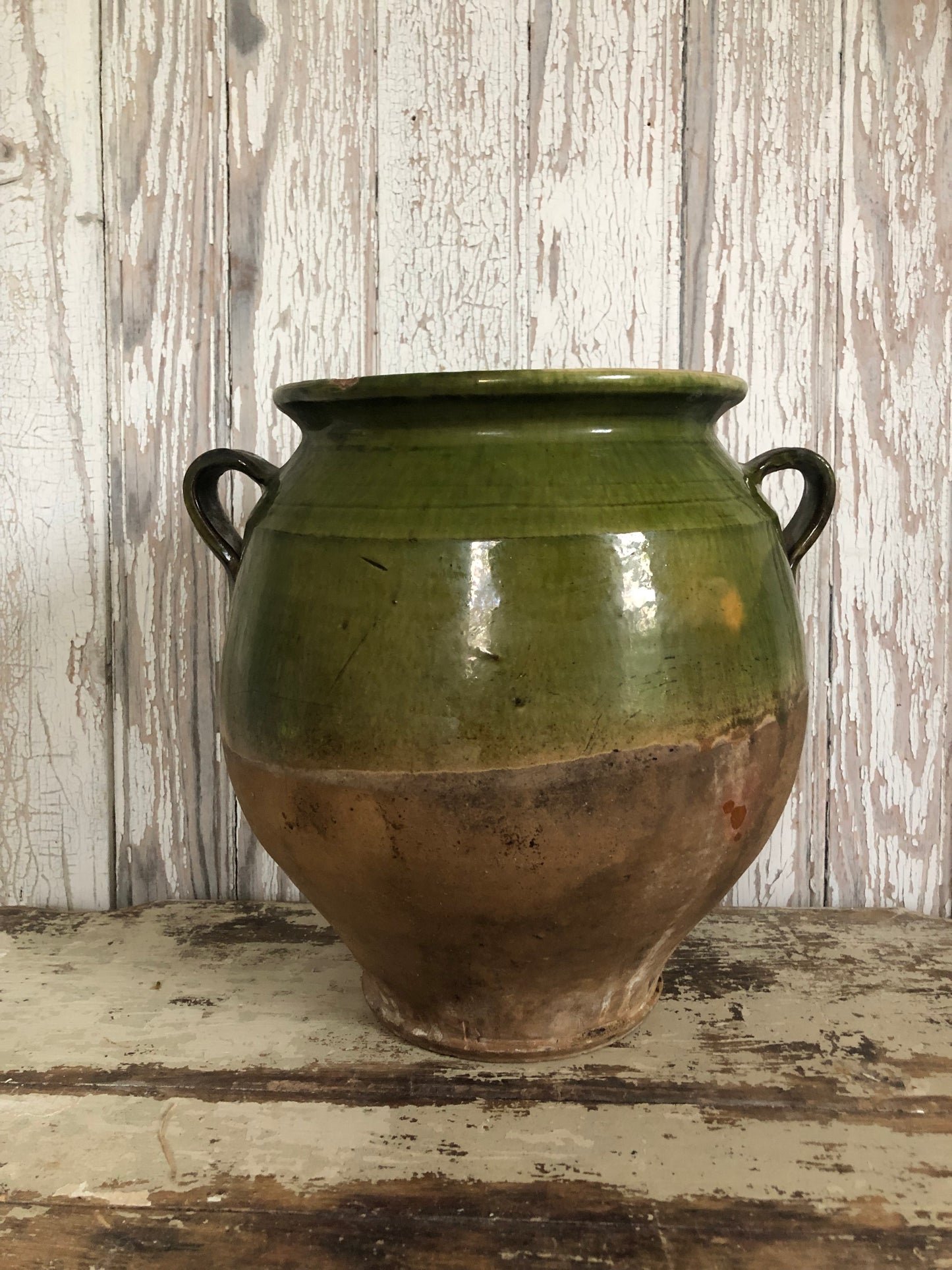 Large green French Confit Pot