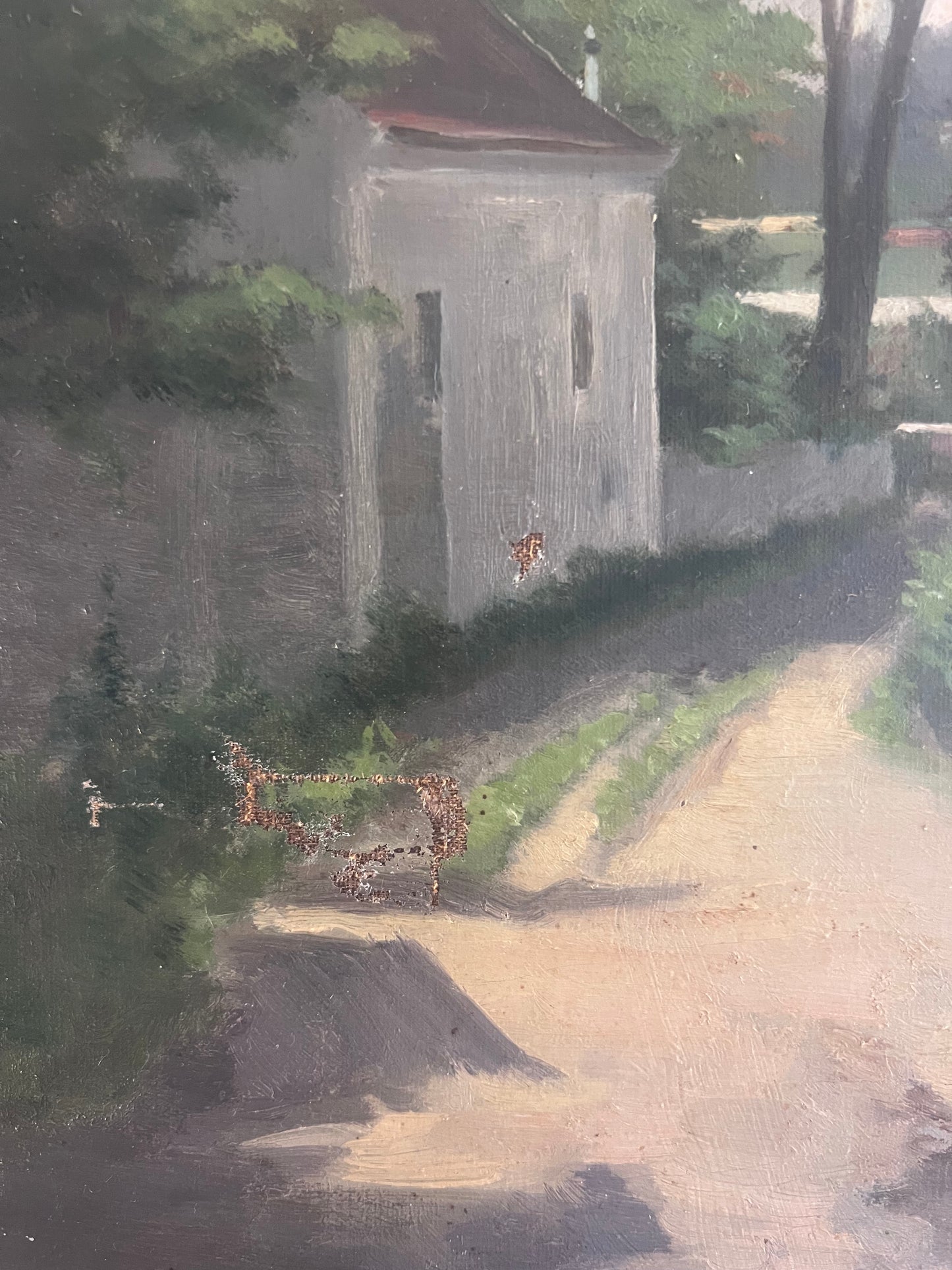 French 19th Century oil on canvas painting of a Provence village