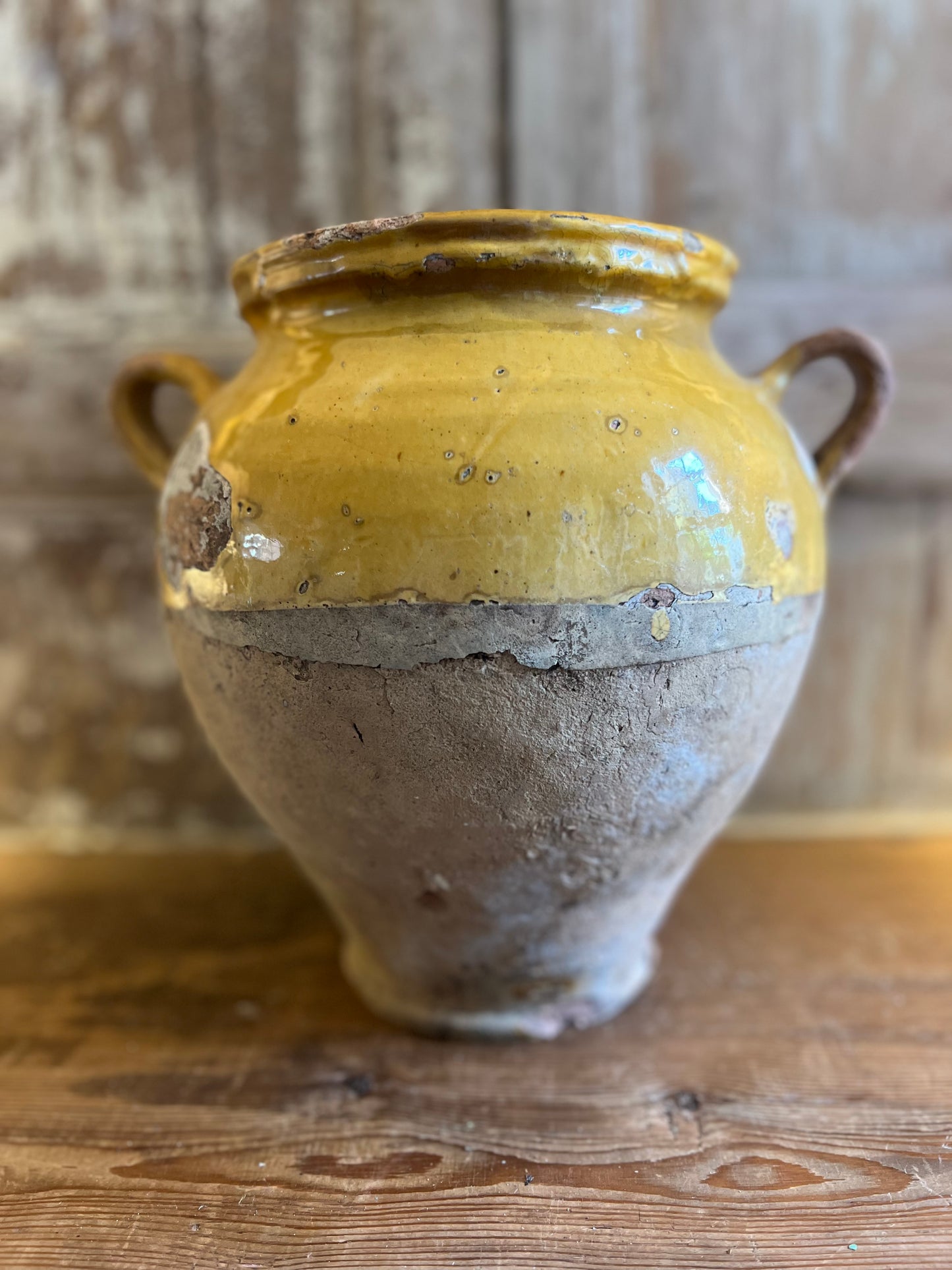French Antique Yellow Confit Pot