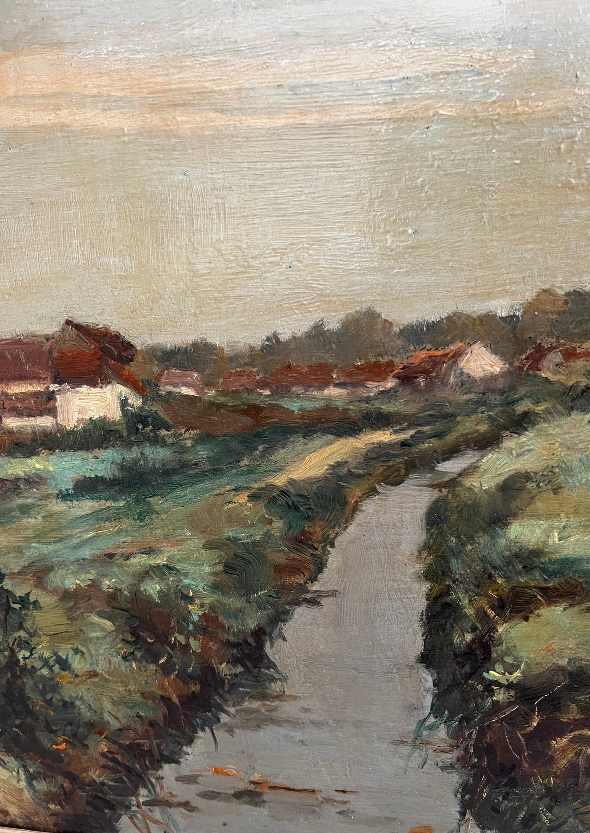 Large Belgian Landscape Oil Painting in beautiful frame