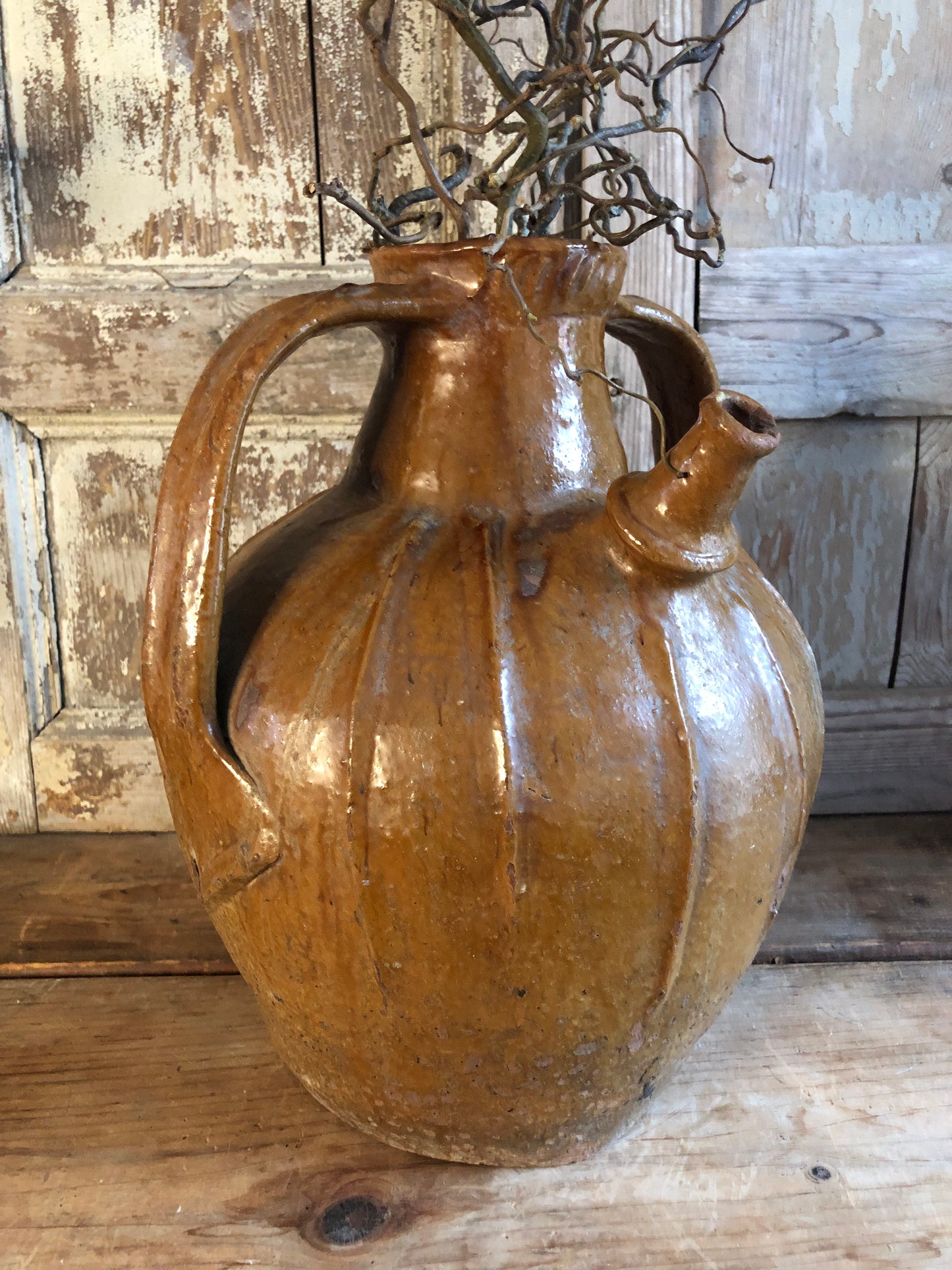 Large Antique French Walnut Oil Pot late 18th early 19th Century